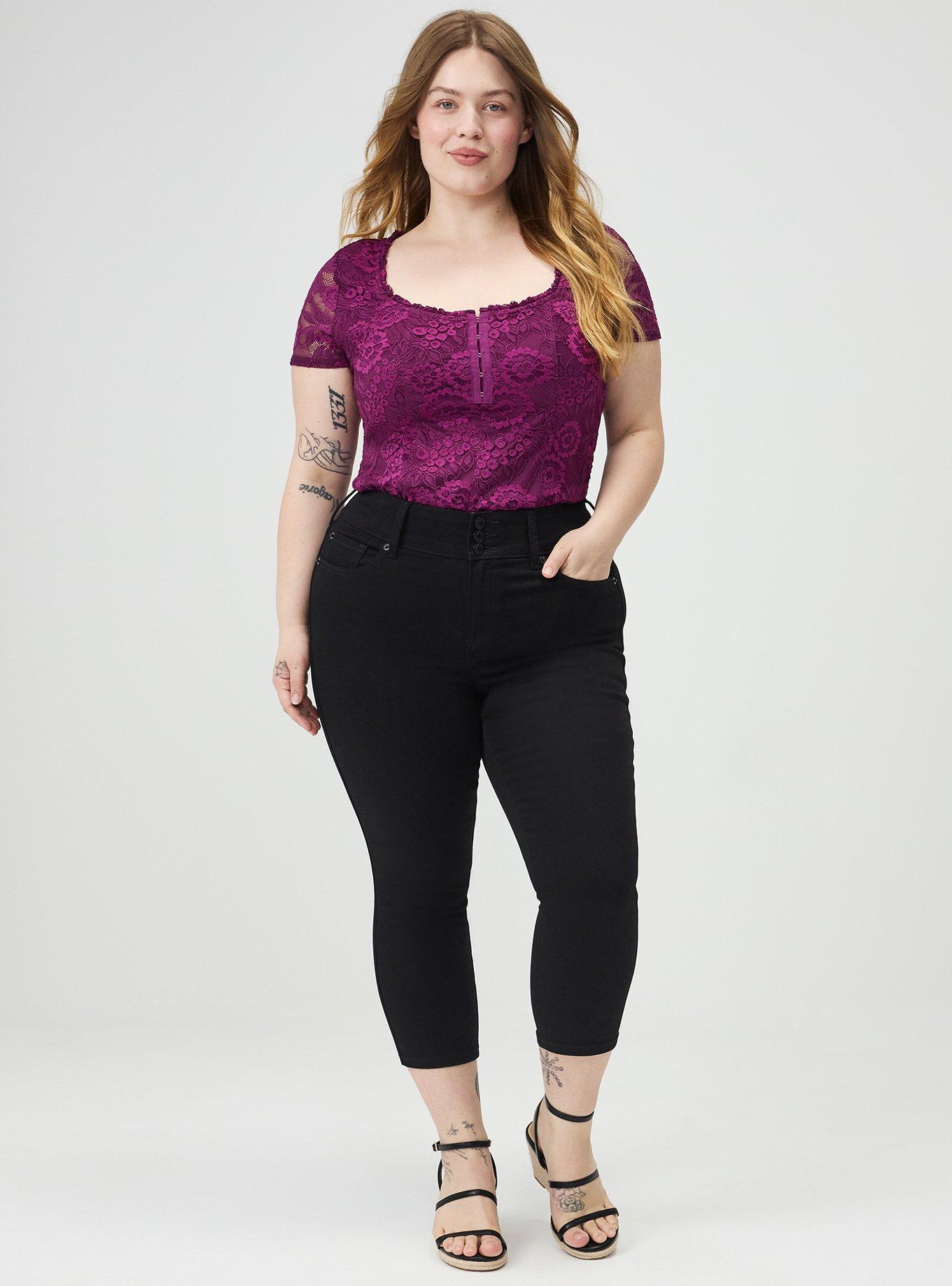 Lace Hook & Eye Corset Top, PLUM CASPIA, alternate