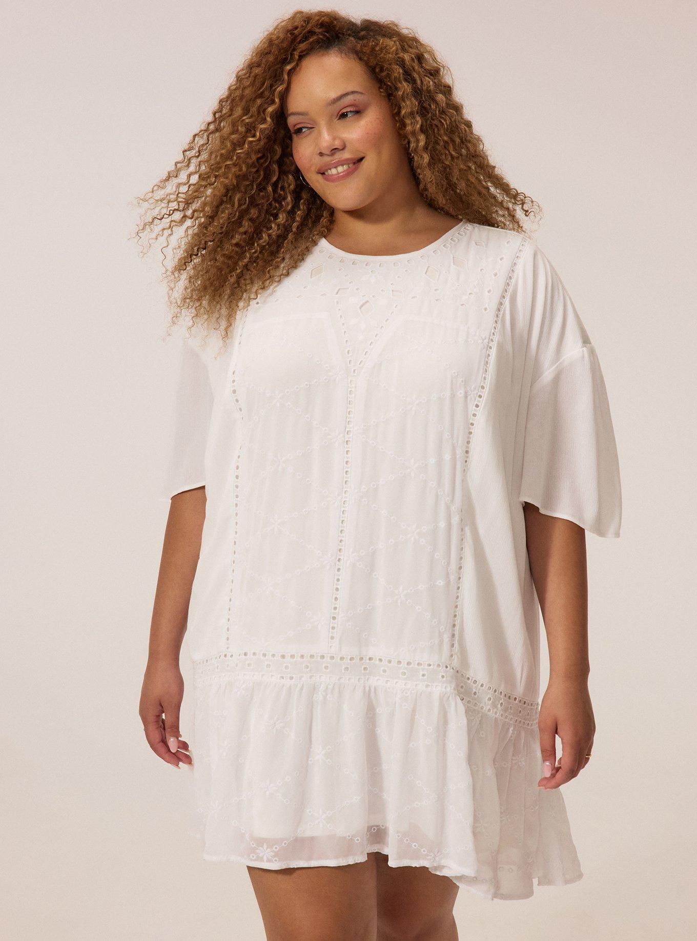 Plus Size - Festi Embroidered Drop Waist Mini Dress - Torrid