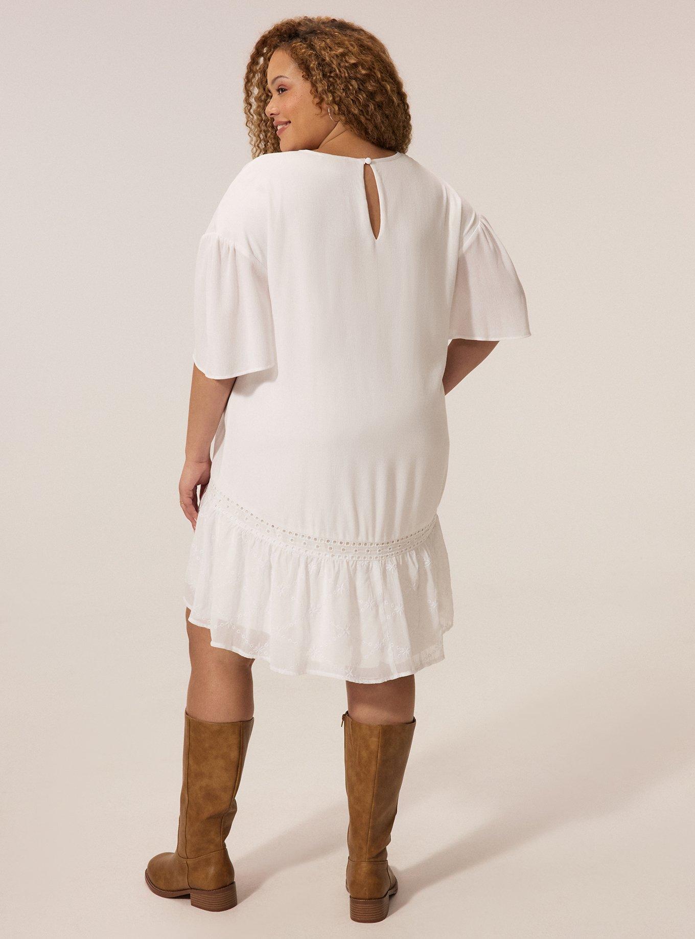 Festi Embroidered Drop Waist Mini Dress, BRIGHT WHITE, alternate