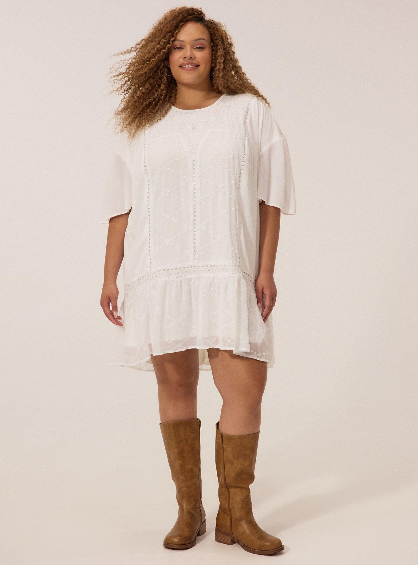 Plus Size - Festi Embroidered Drop Waist Mini Dress - Torrid