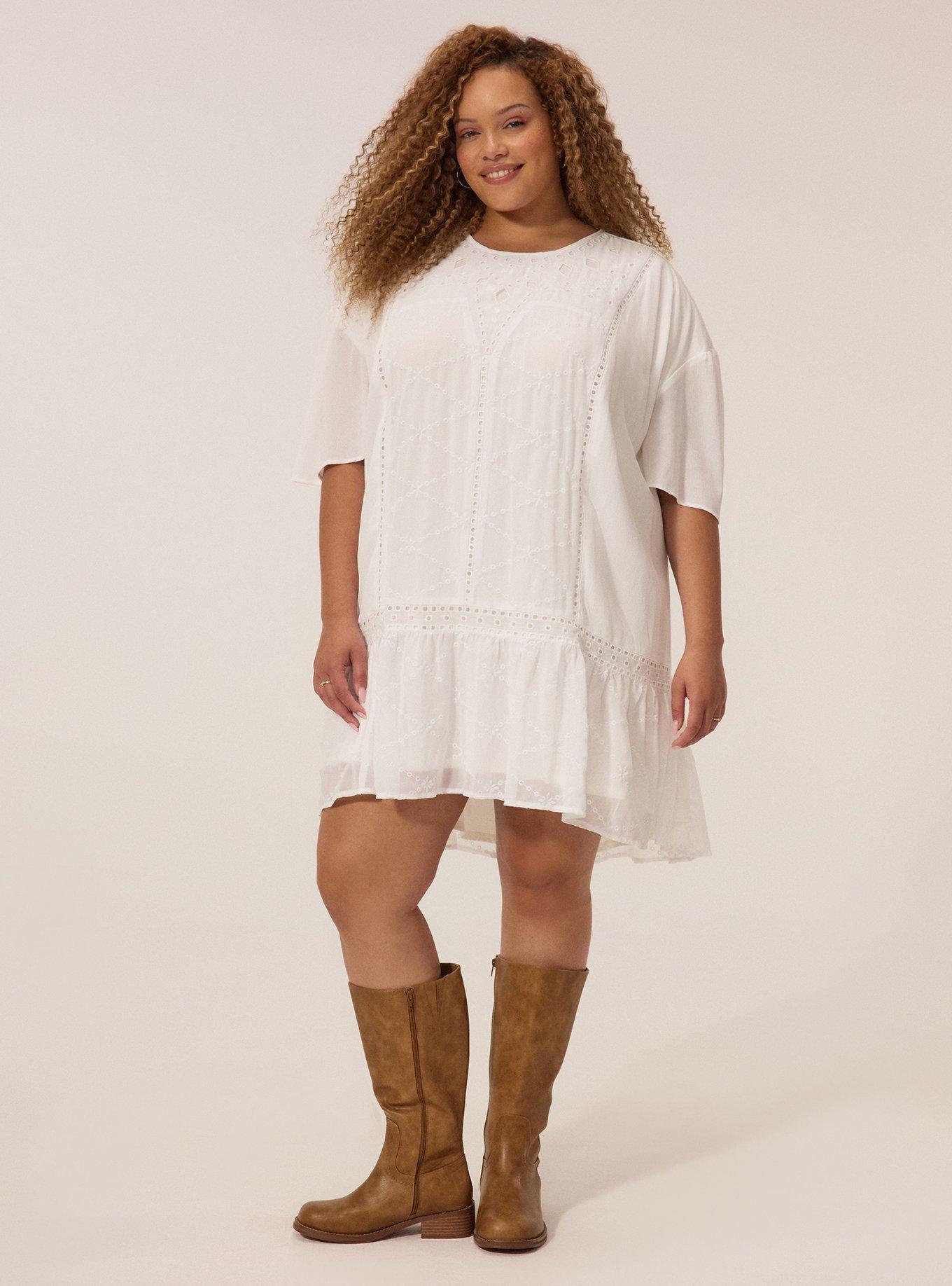 Festi Embroidered Drop Waist Mini Dress, BRIGHT WHITE, hi-res