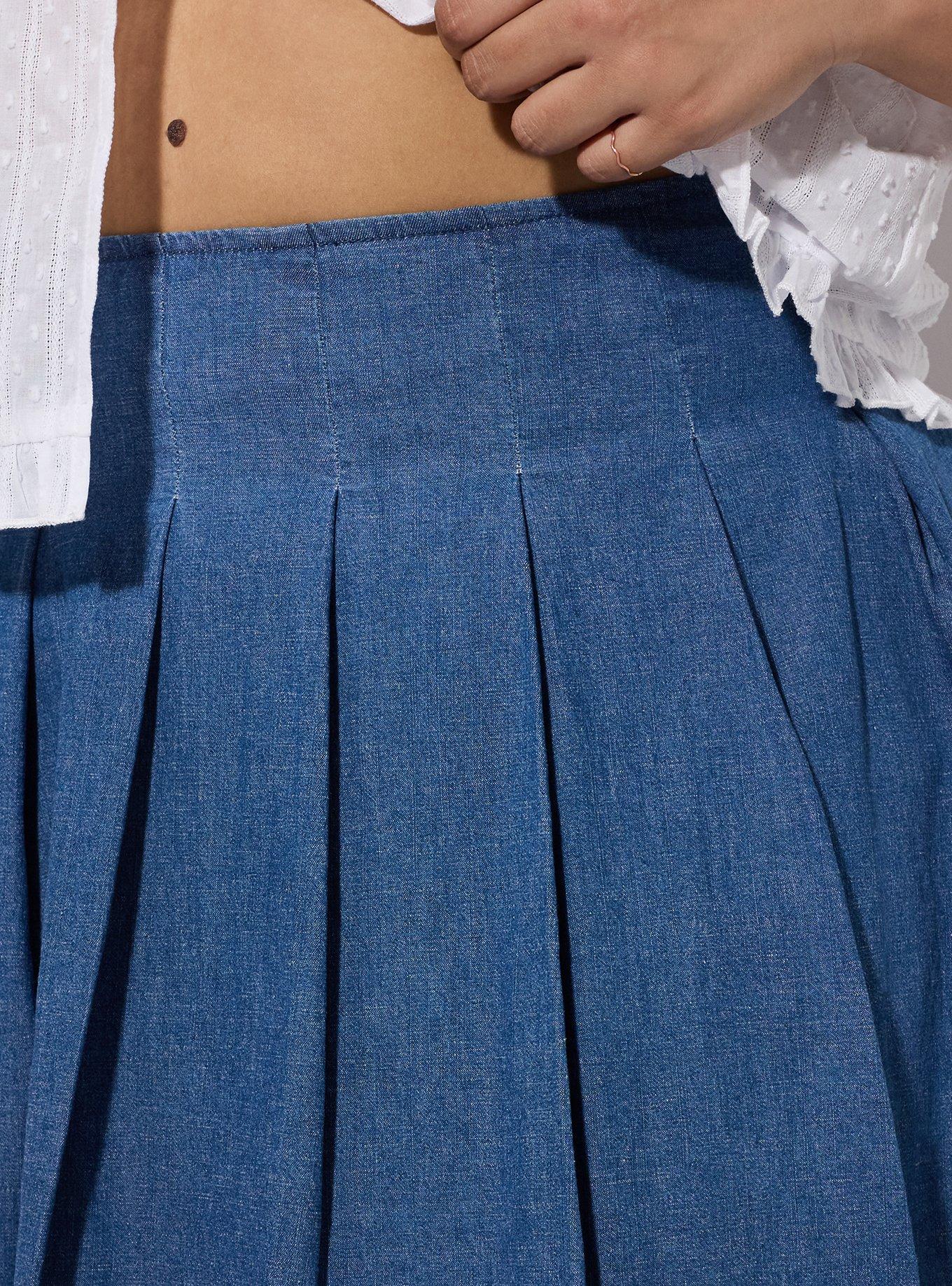 LoveSick Pleated Denim Skort, MEDIUM WASH, alternate