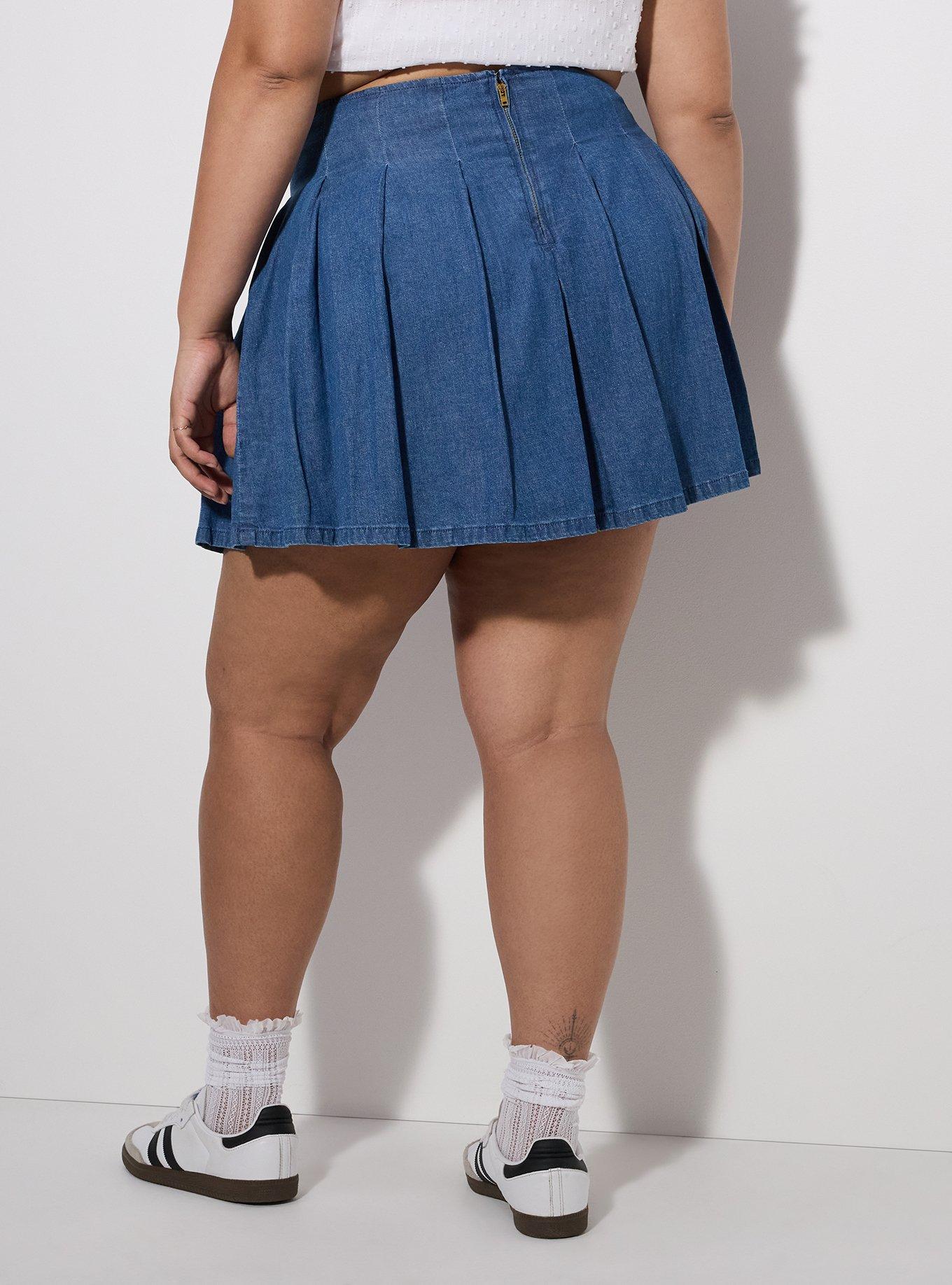 LoveSick Pleated Denim Skort, MEDIUM WASH, alternate
