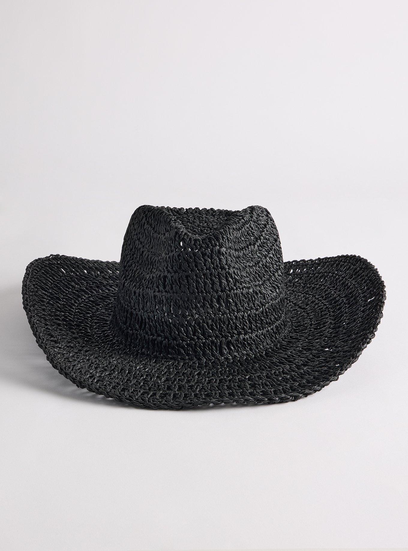Straw Western Hat, BLACK, hi-res