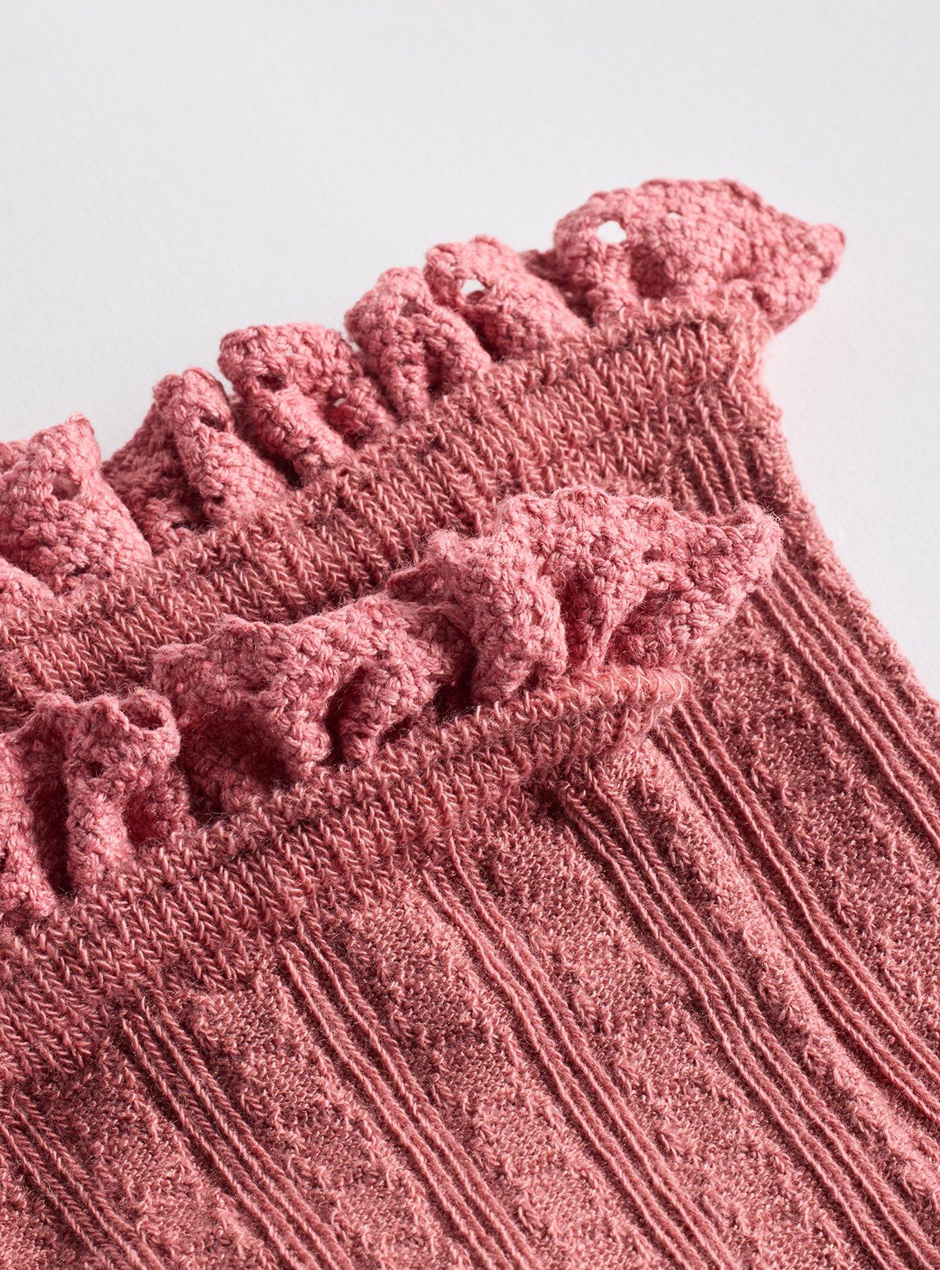 2-Pack Ruffle Crew Socks, FLORAL MULTI, alternate