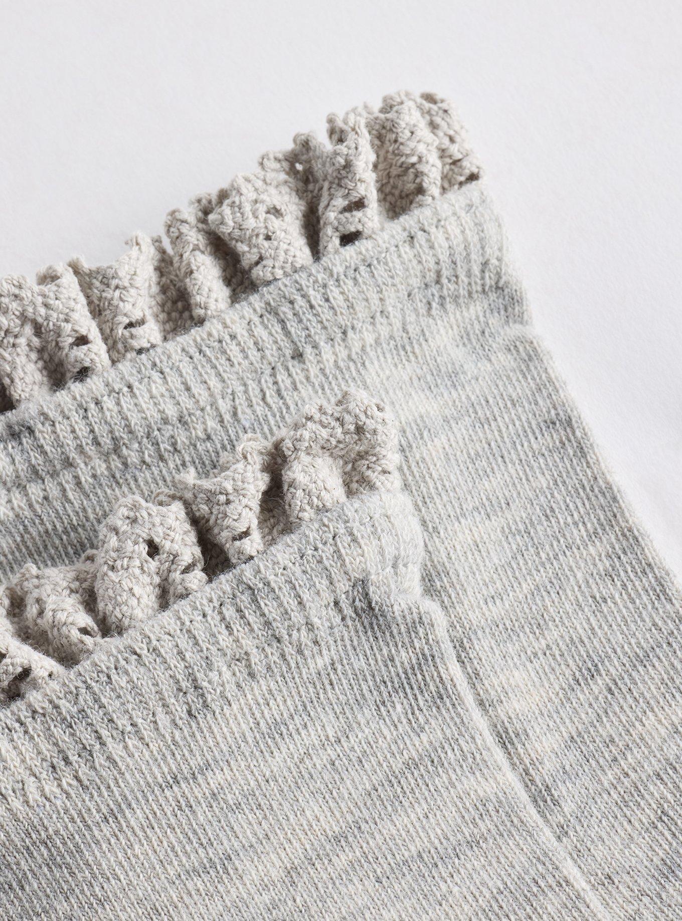 Plus Size 2-Pack Ruffle Ankle Socks, LT HEATHER GREY WHITE, alternate