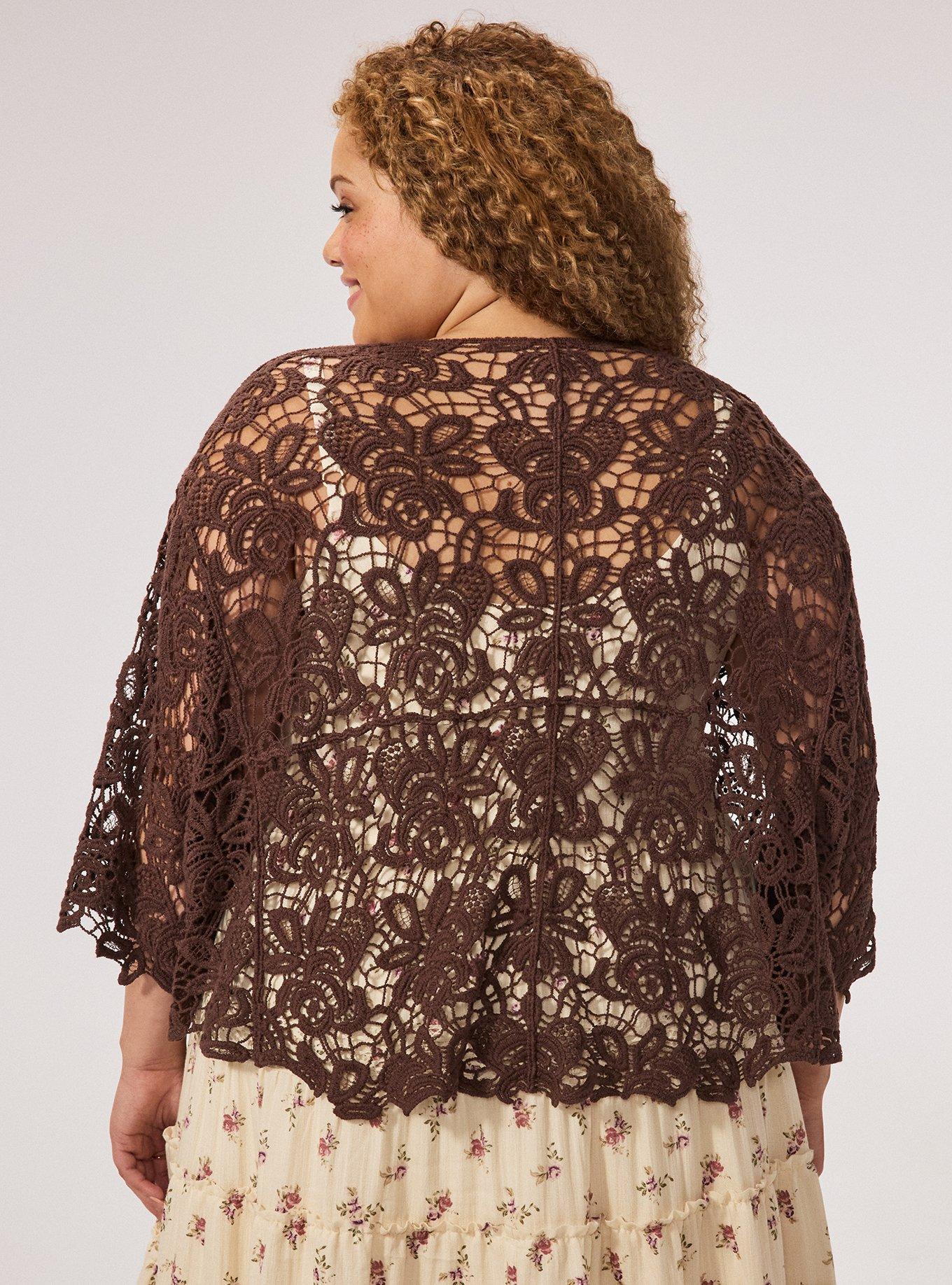 Front-Tie Crochet Ruana, , alternate