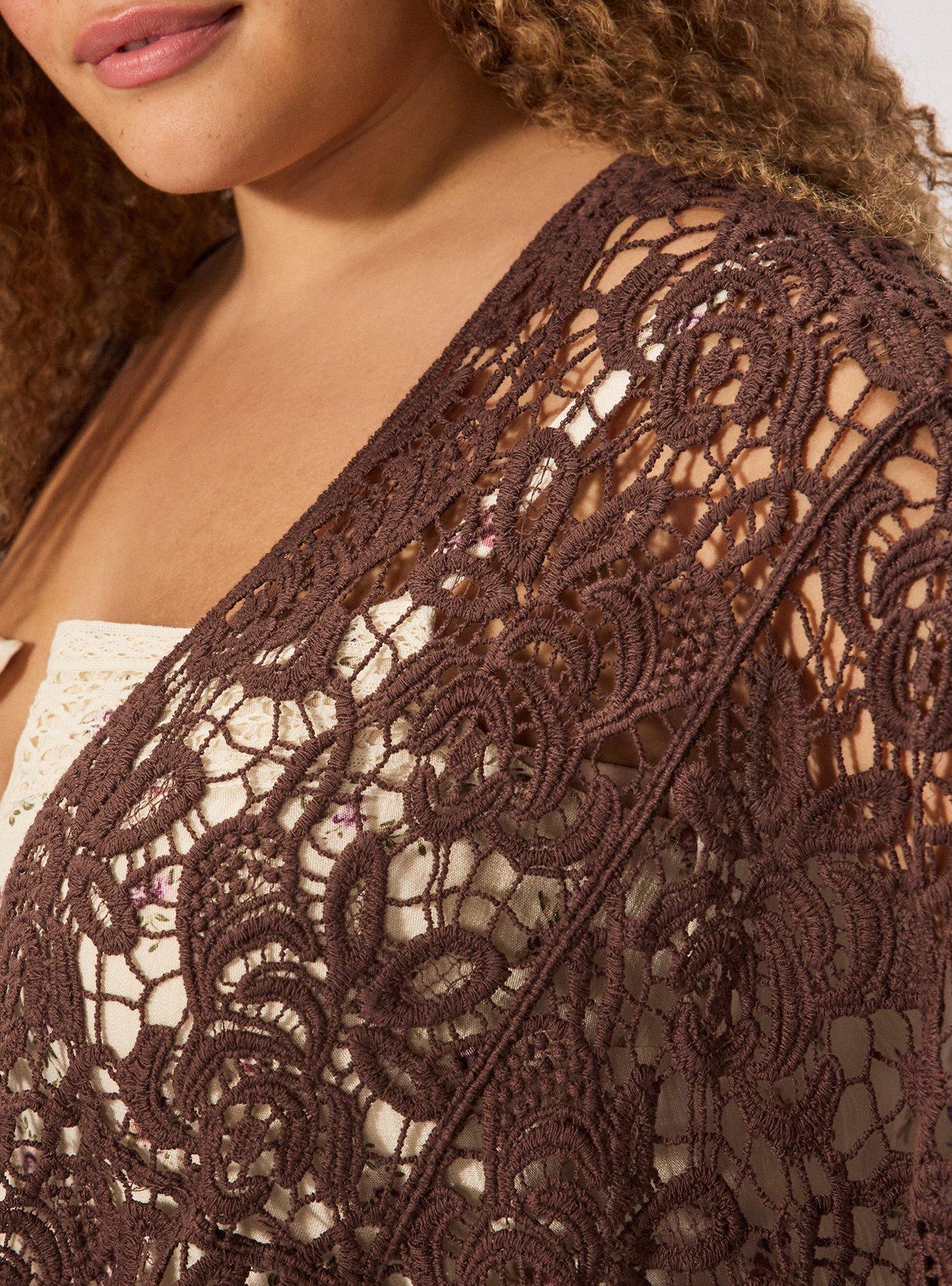 Front-Tie Crochet Ruana, , alternate