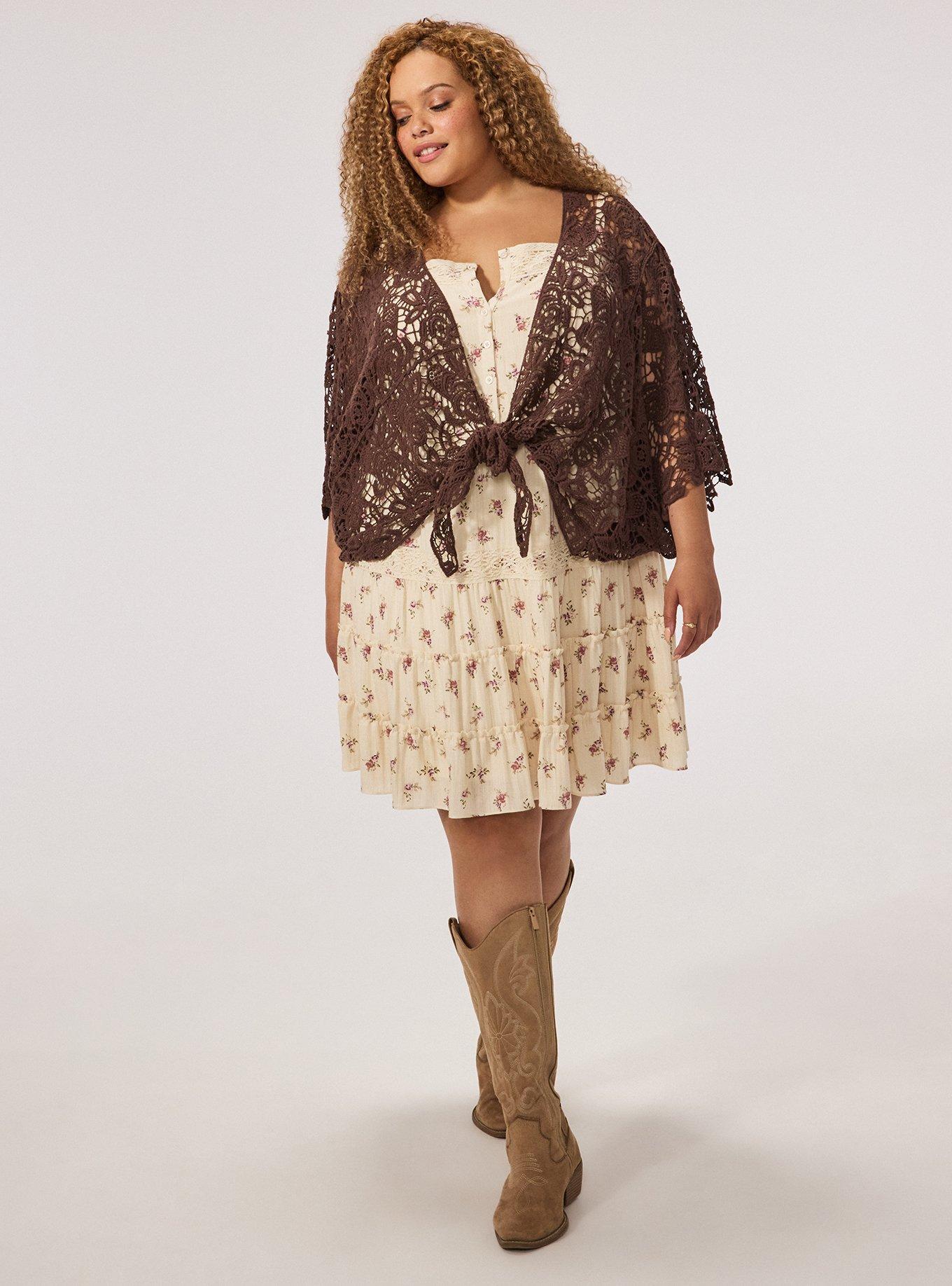 Front-Tie Crochet Ruana, , alternate