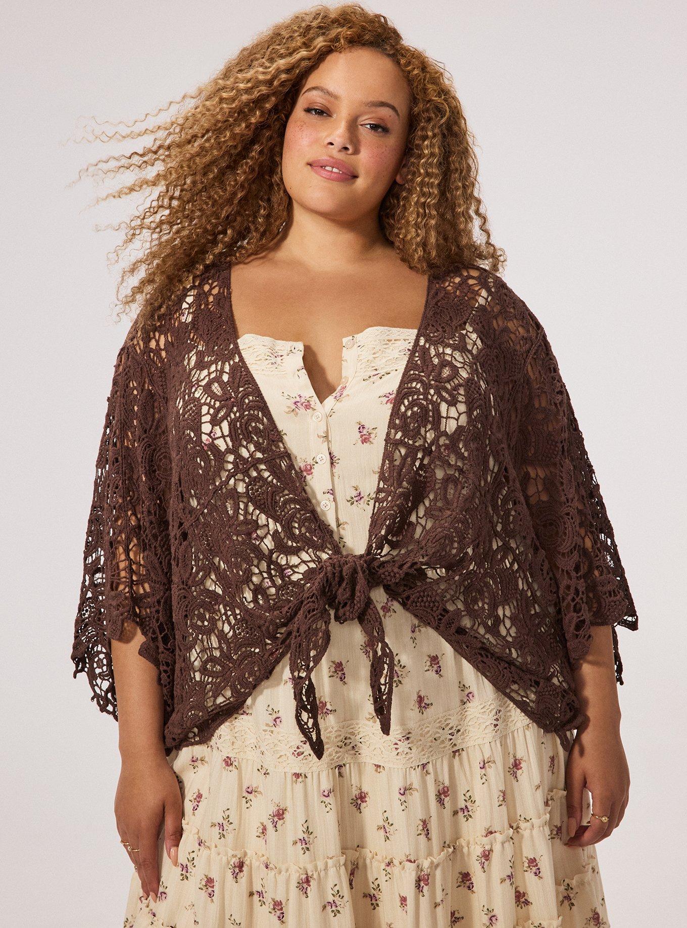 Front-Tie Crochet Ruana, , hi-res