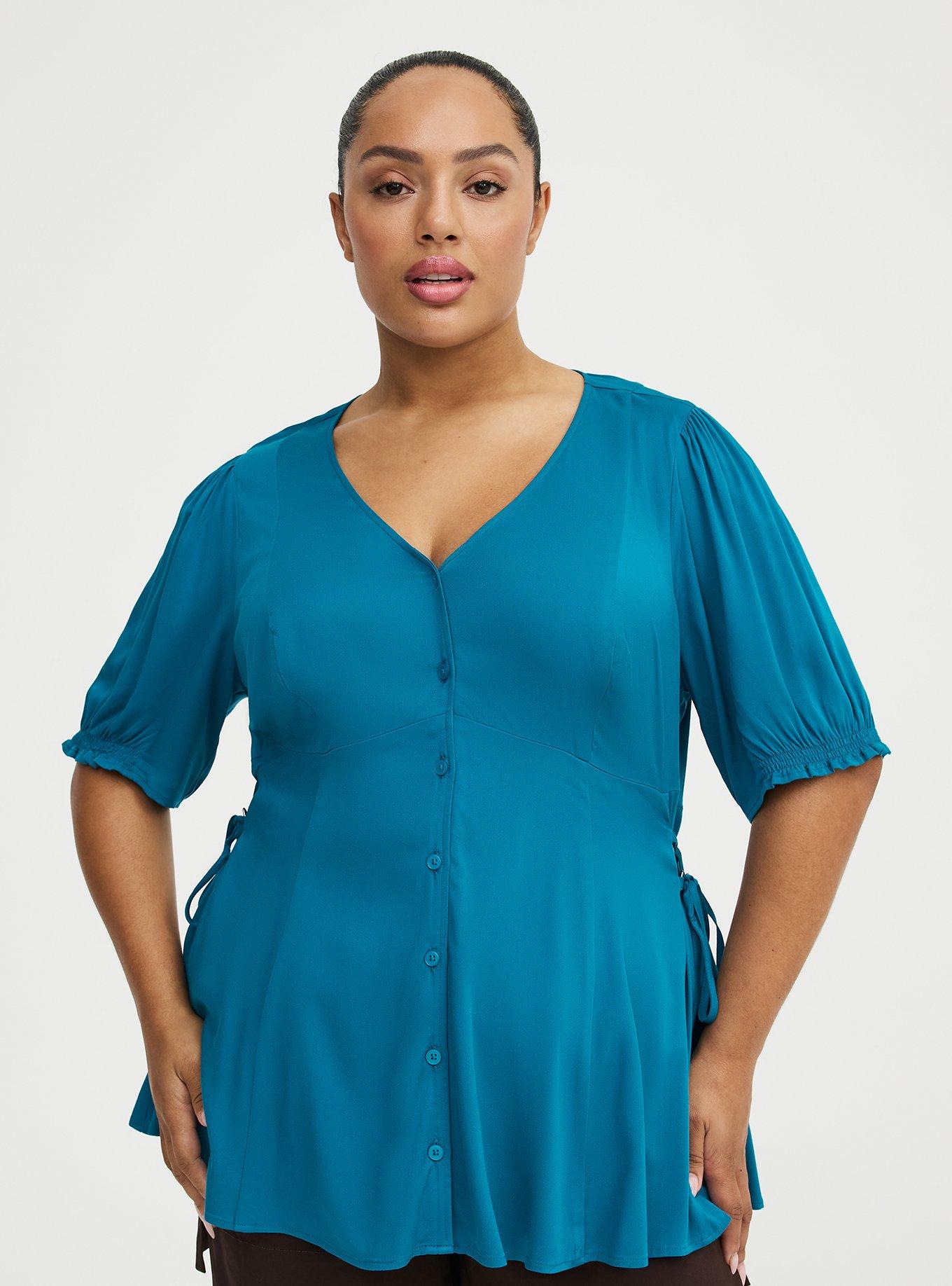Challis Side Tie Top, OCEAN DEPTHS, hi-res