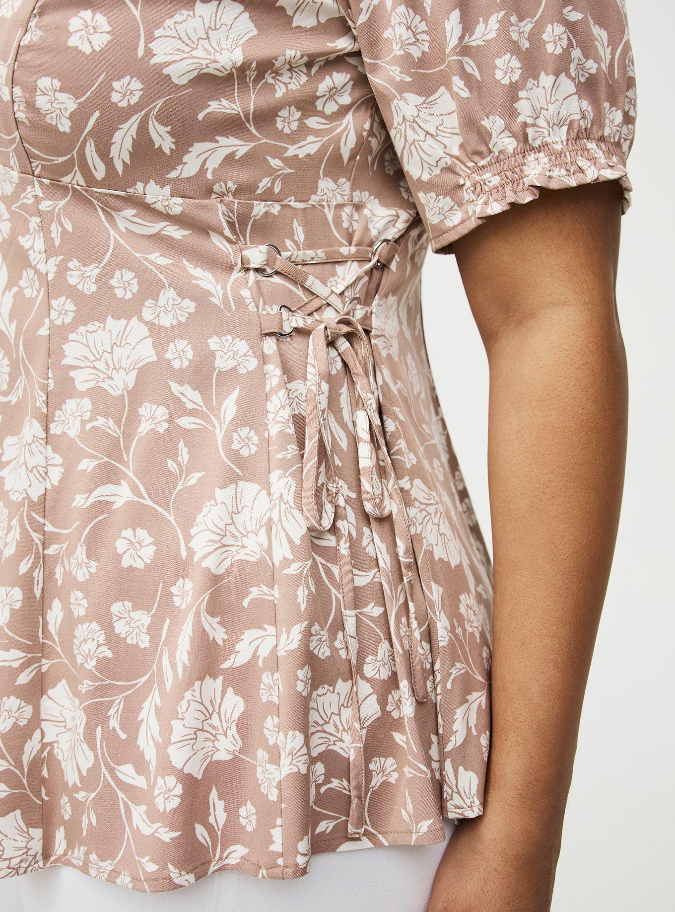 Challis Side Tie Top, MOBY FLORALS ALMONDINE, alternate