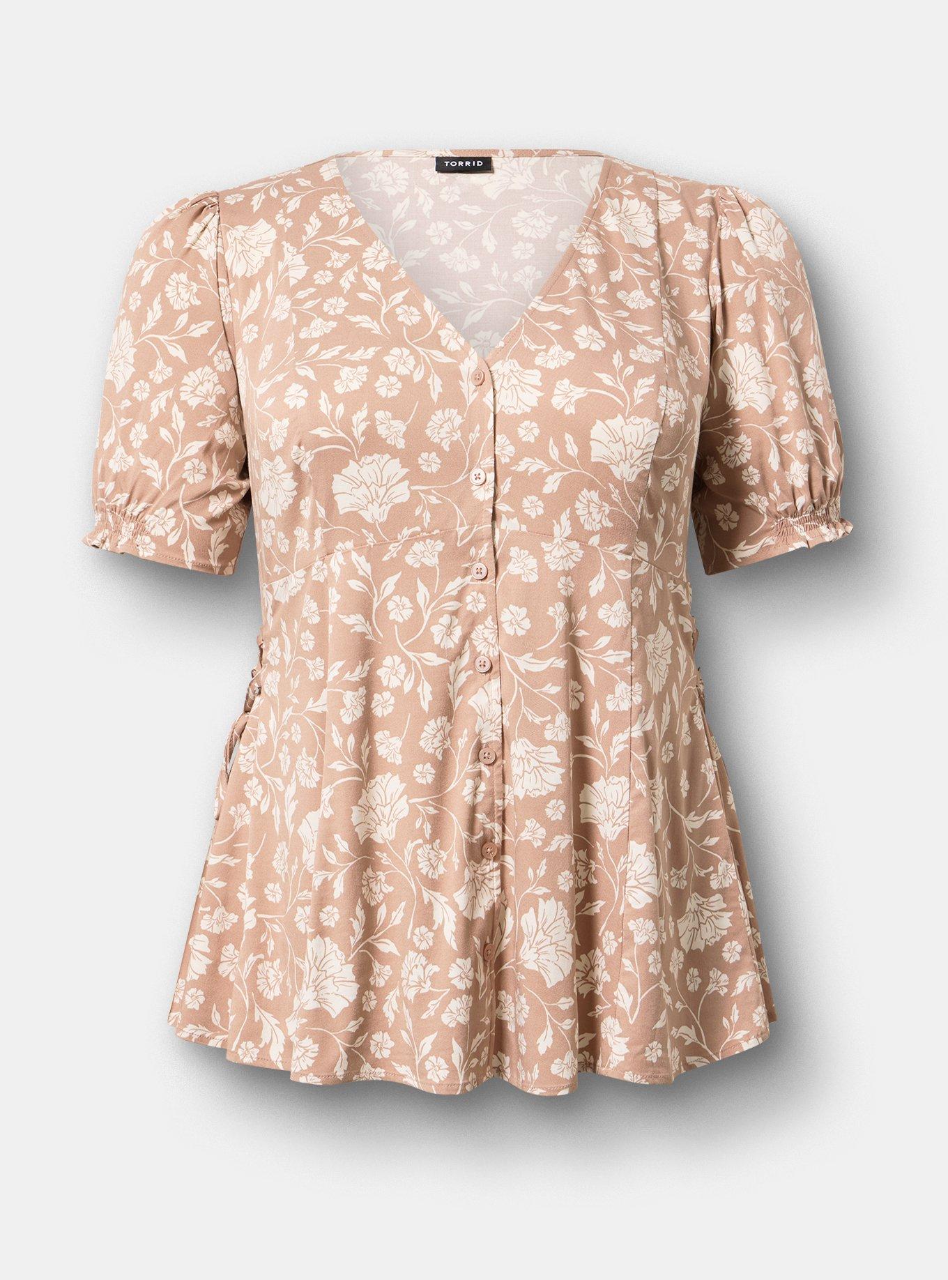Challis Side Tie Top, MOBY FLORALS ALMONDINE, hi-res
