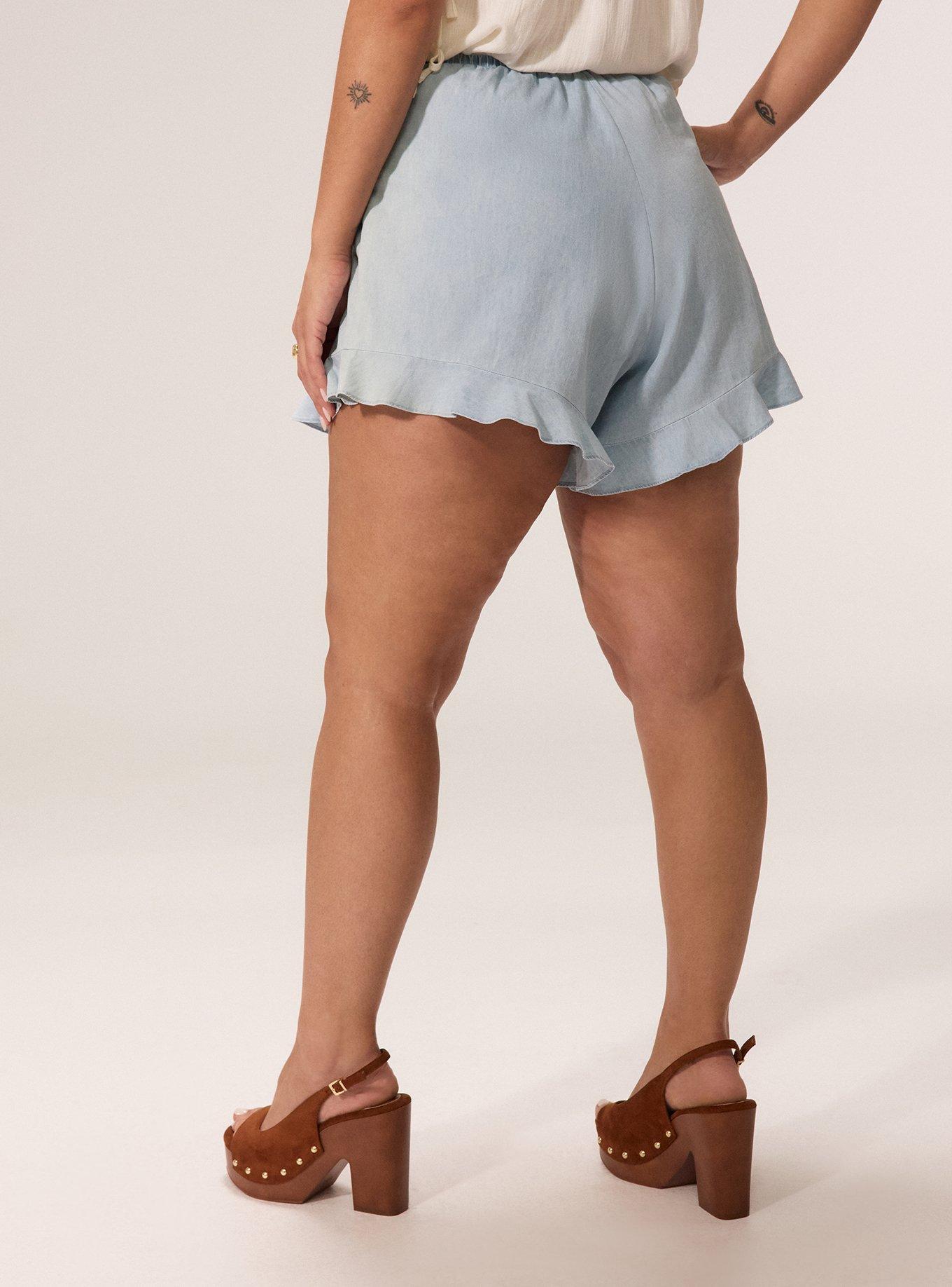 Festi V-Waist Lightweight Denim Shorts, LIGHT WASH, alternate