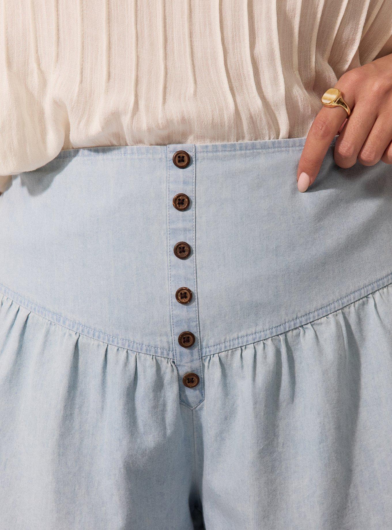 Festi V-Waist Lightweight Denim Shorts, LIGHT WASH, alternate