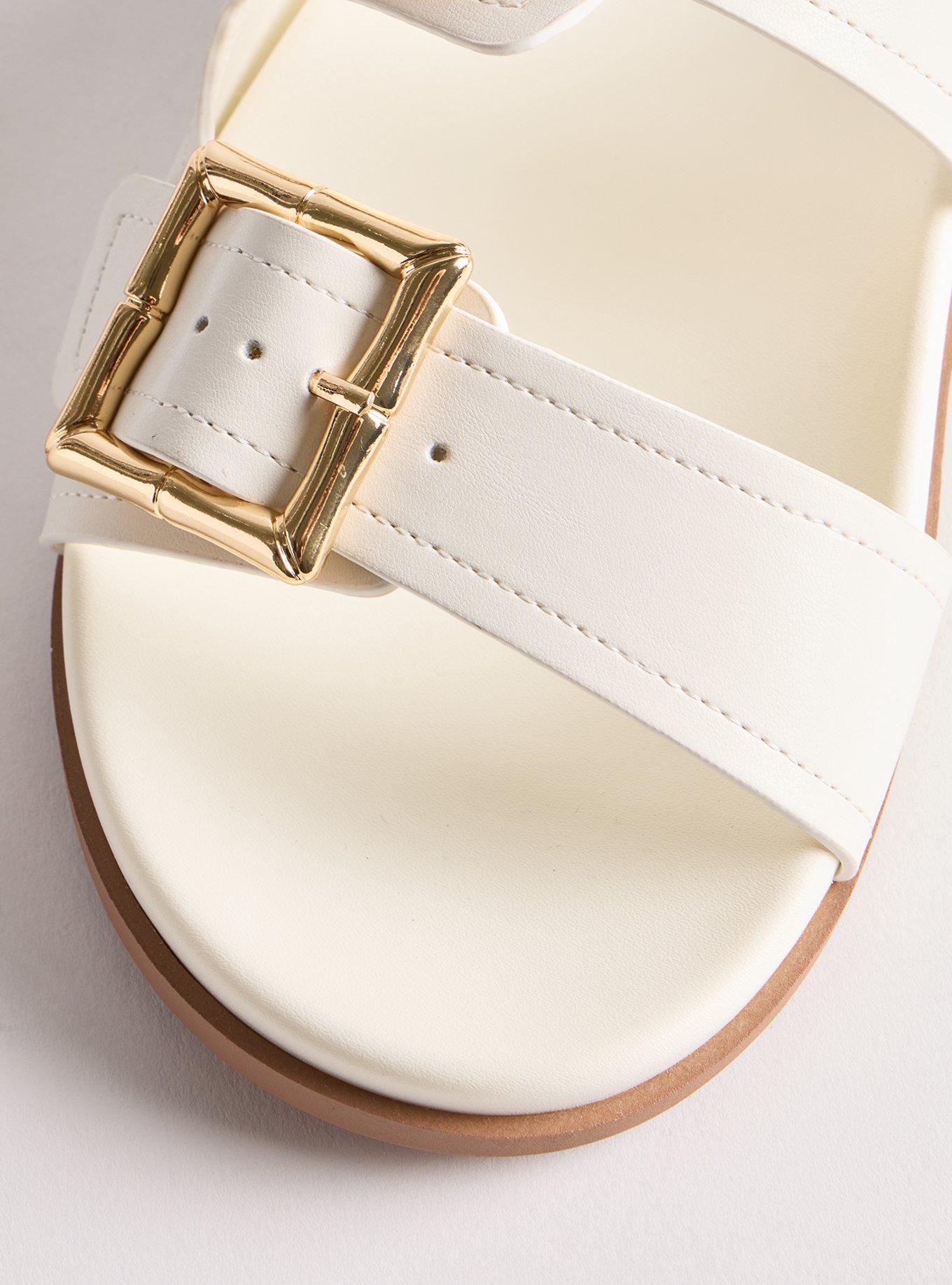 Buckle Footbed Slide (WW), WHITE, alternate