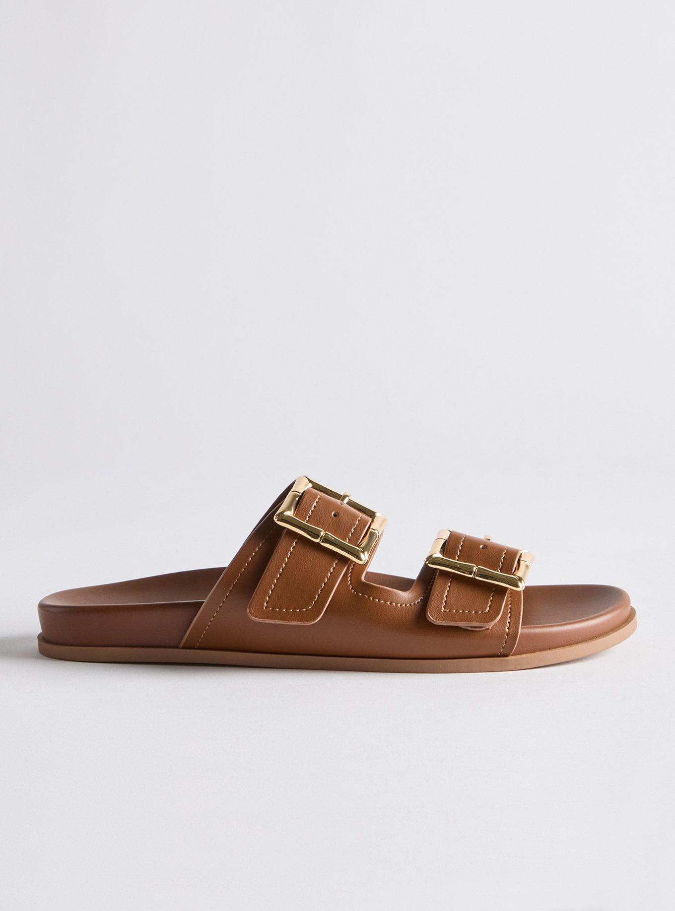 Buckle Footbed Slide (WW), COGNAC, alternate