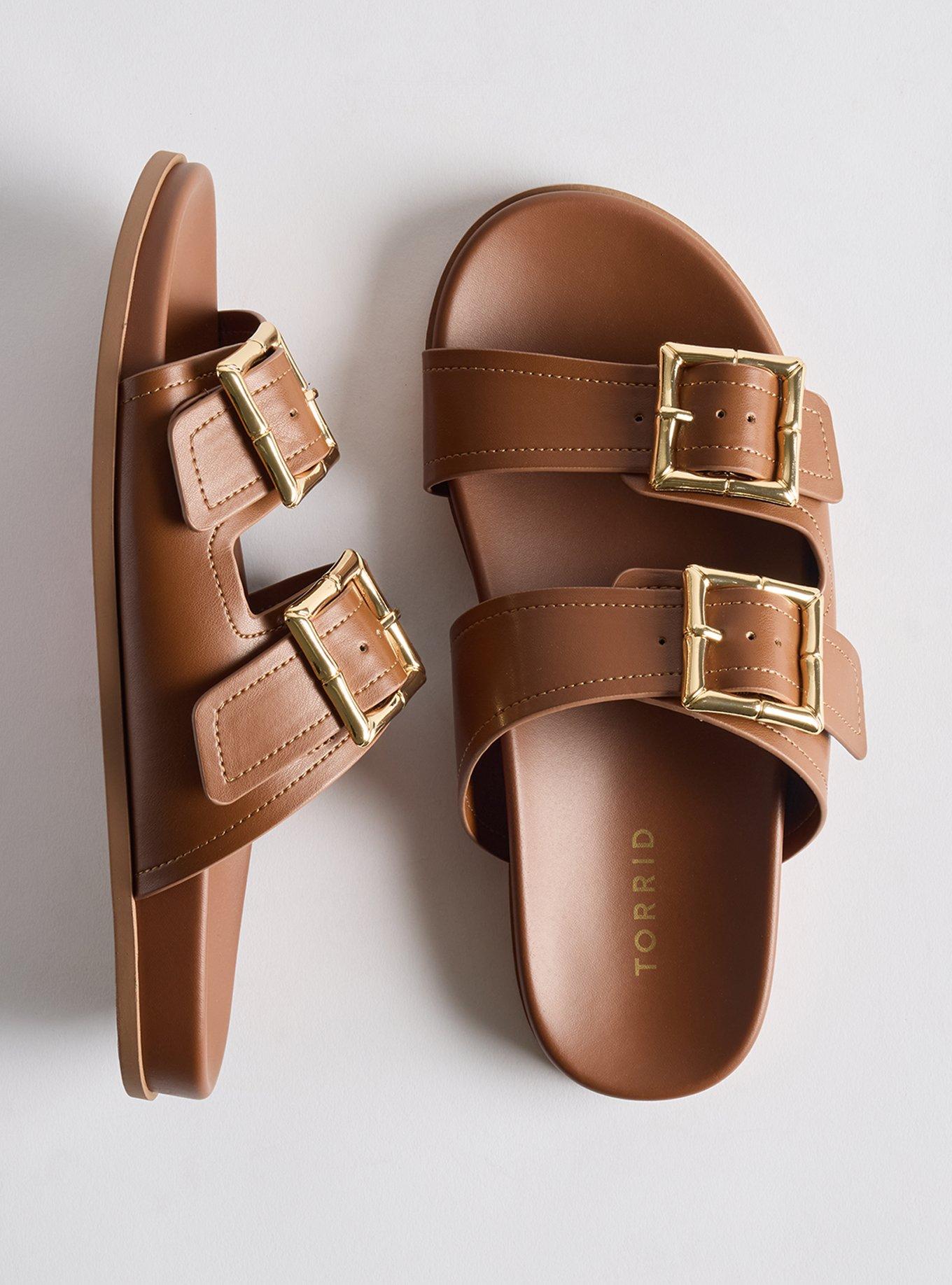 Buckle Footbed Slide (WW), COGNAC, hi-res