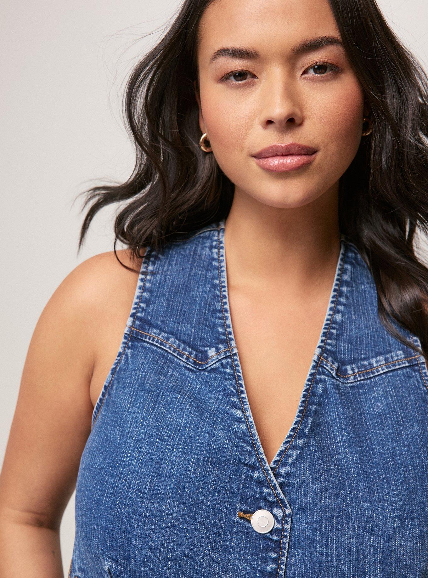 Plus Size - Festi Embroidered Denim Vest - Torrid
