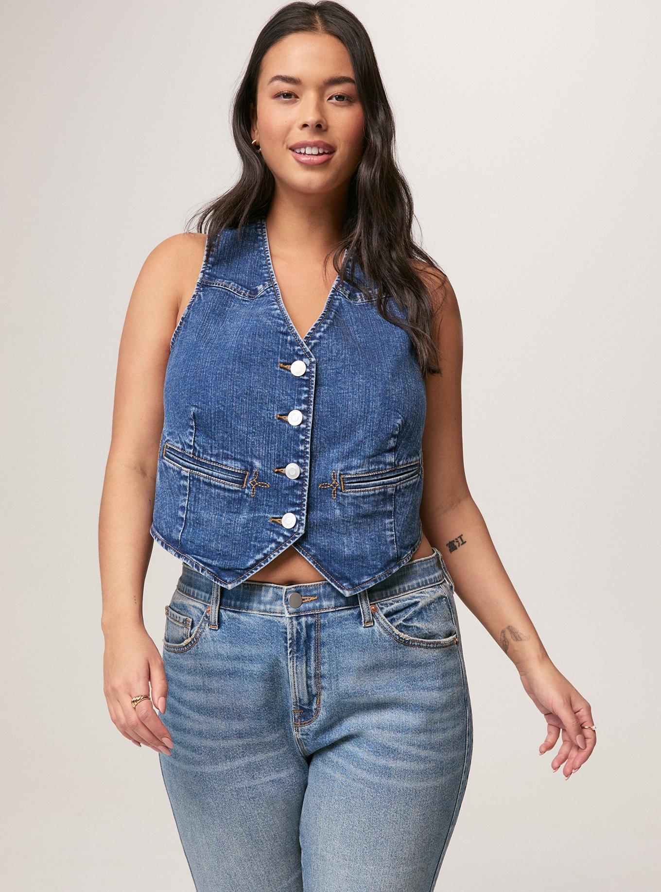 Festi Embroidered Denim Vest, SUMMER BREEZE, alternate