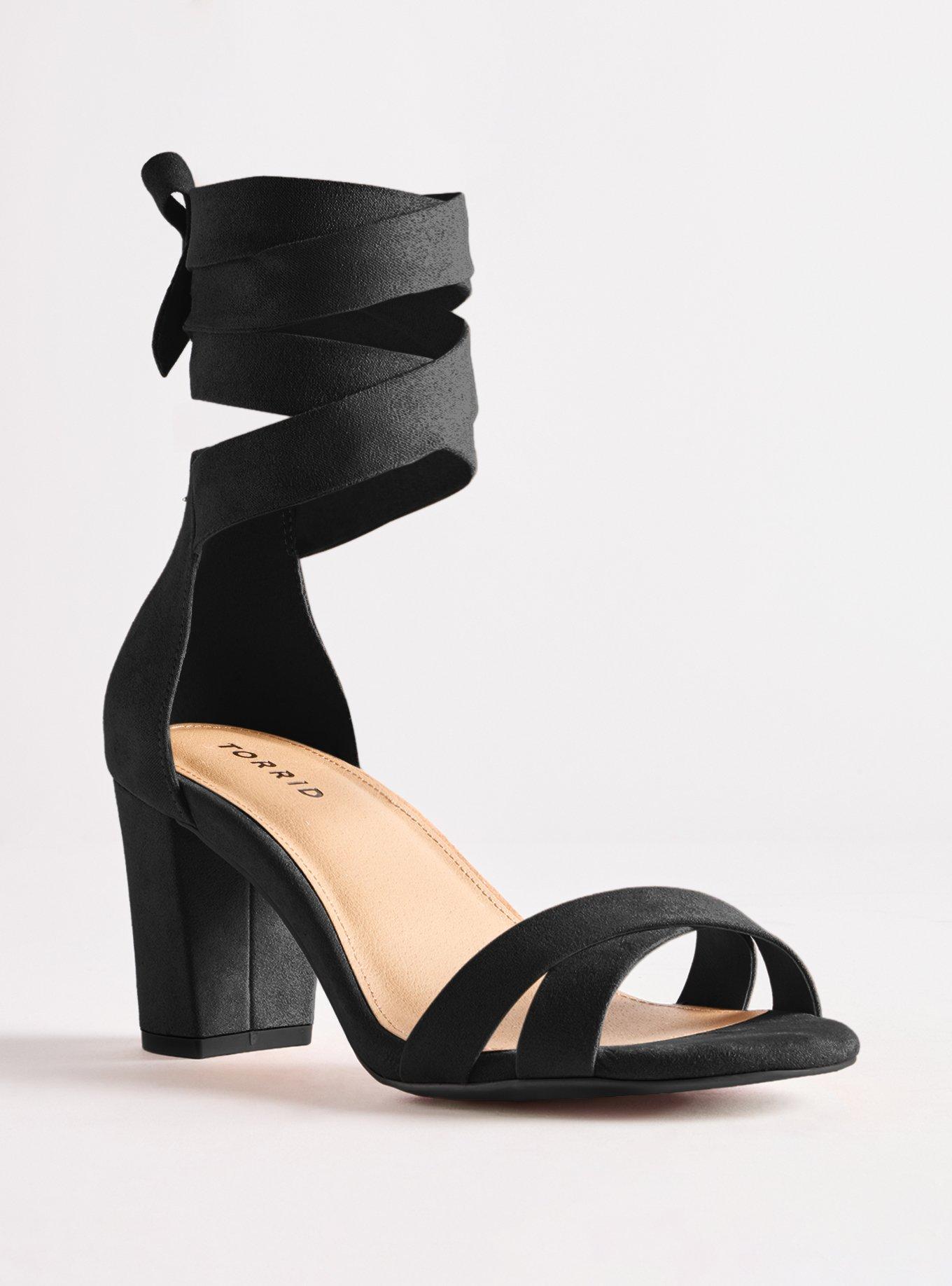 Strappy Ankle Wrap Heel (WW), BLACK, hi-res