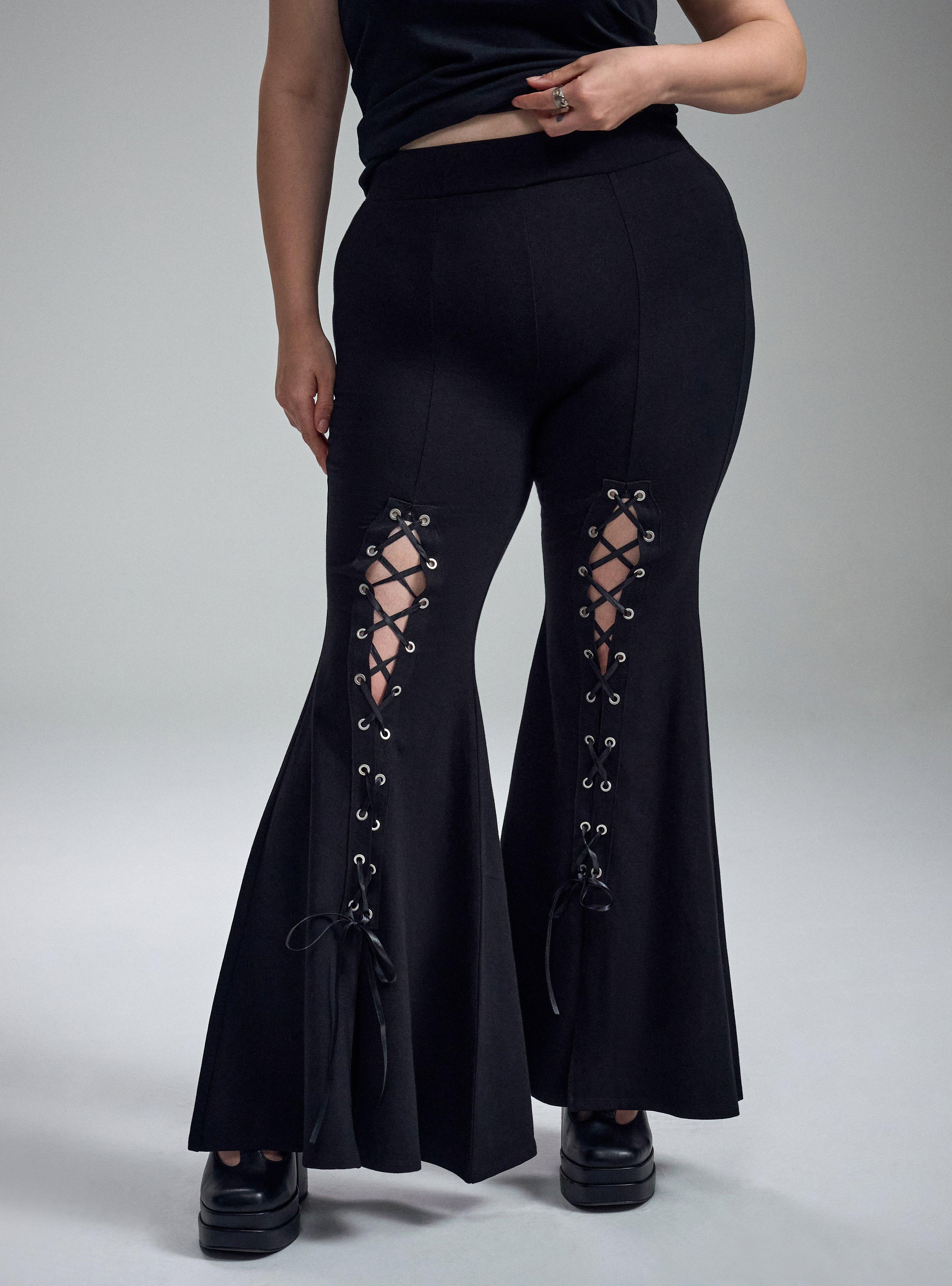 Nightfall Lace-Up Flare Pant, DEEP BLACK, alternate