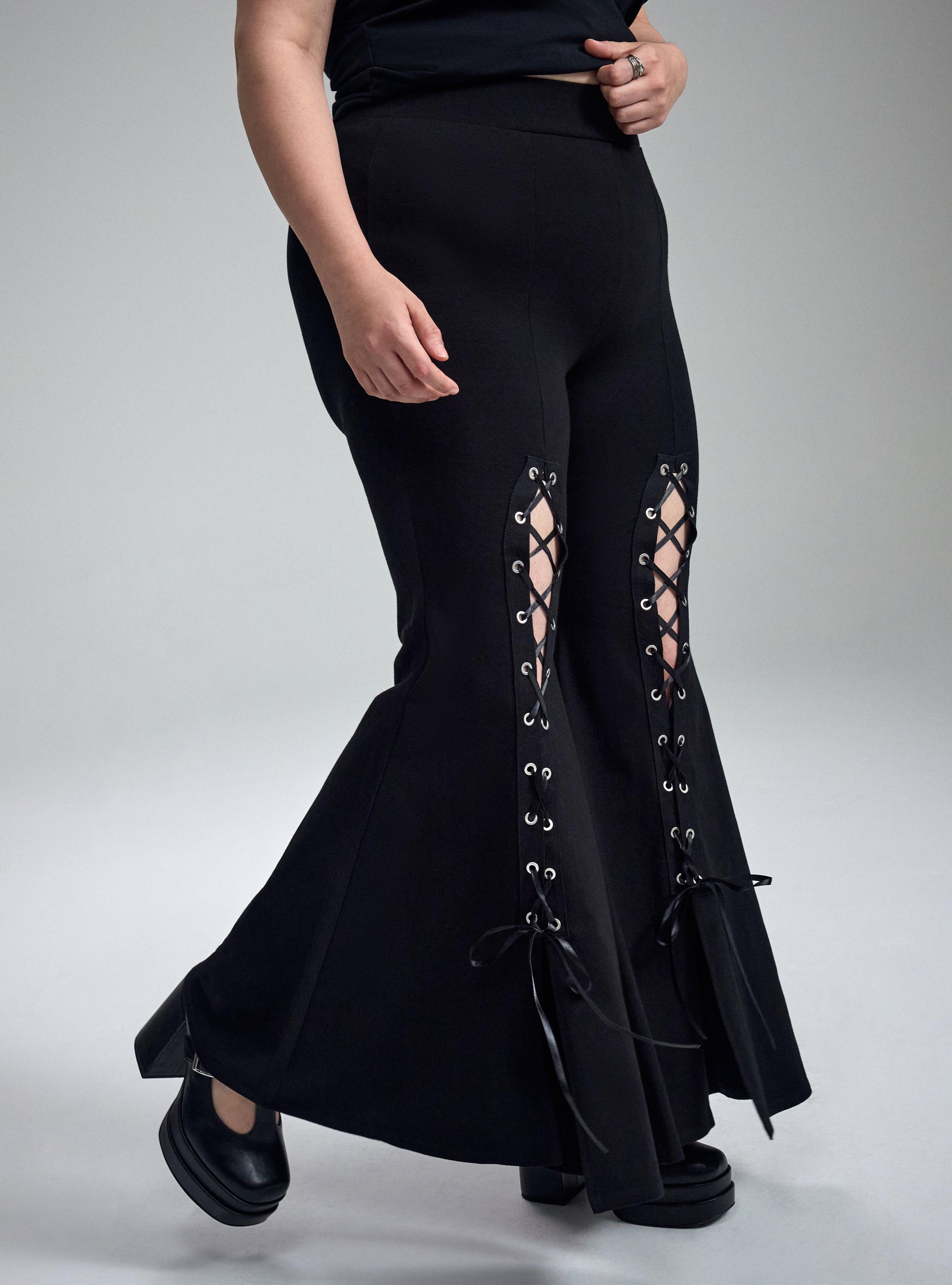 Nightfall Lace-Up Flare Pant, DEEP BLACK, alternate