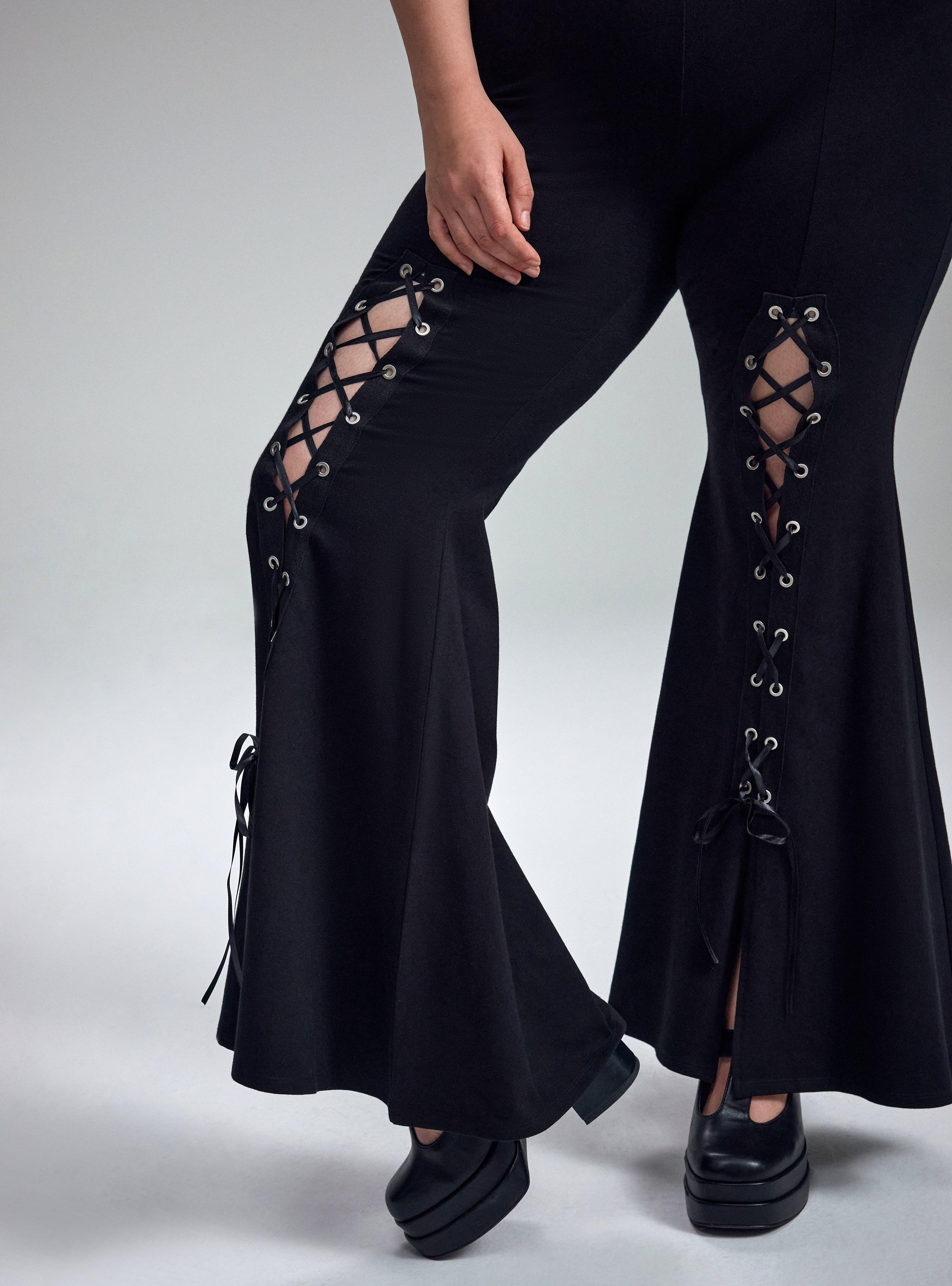 Nightfall Lace-Up Flare Pant, DEEP BLACK, alternate