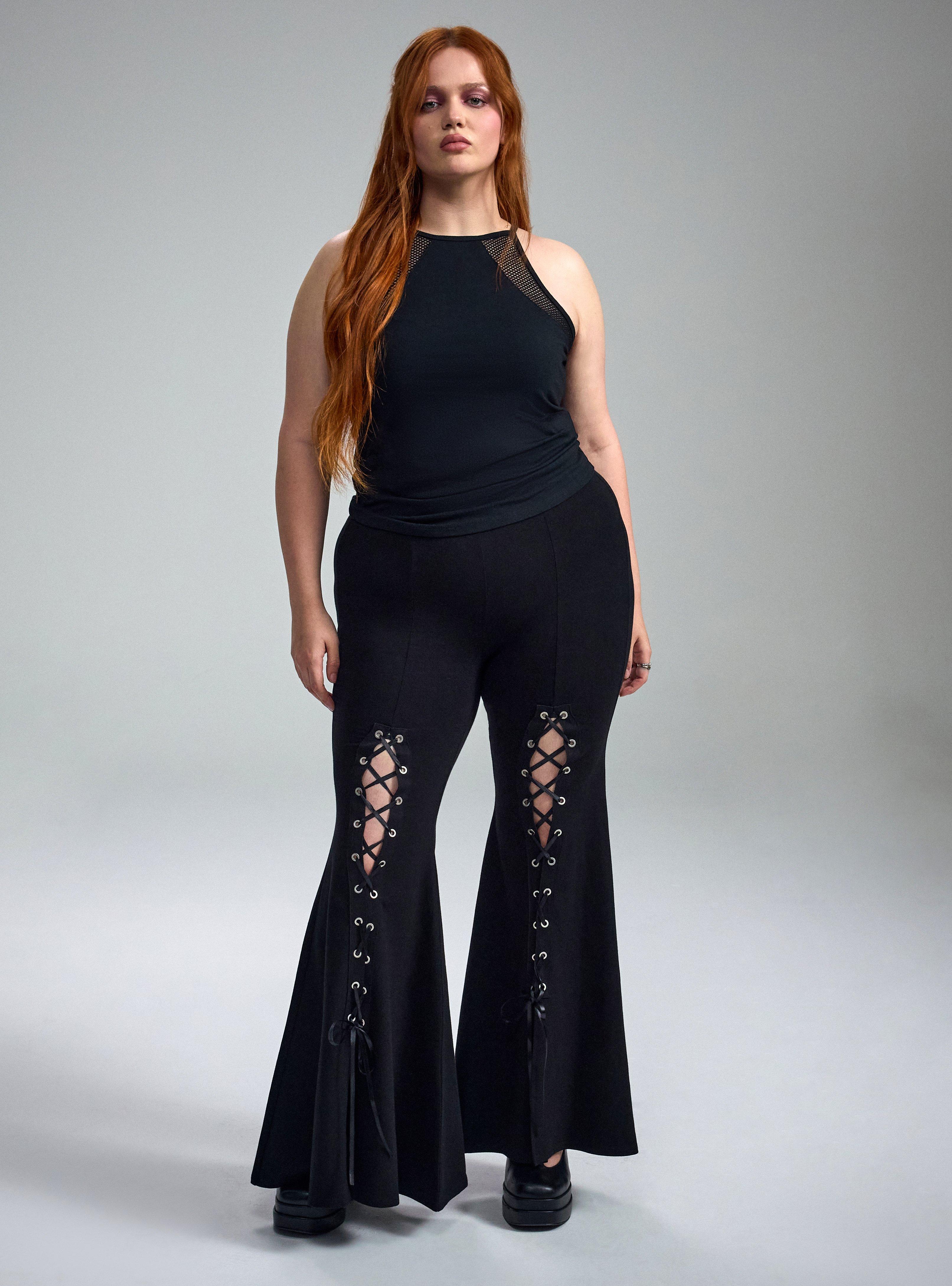 Nightfall Lace-Up Flare Pant, DEEP BLACK, alternate
