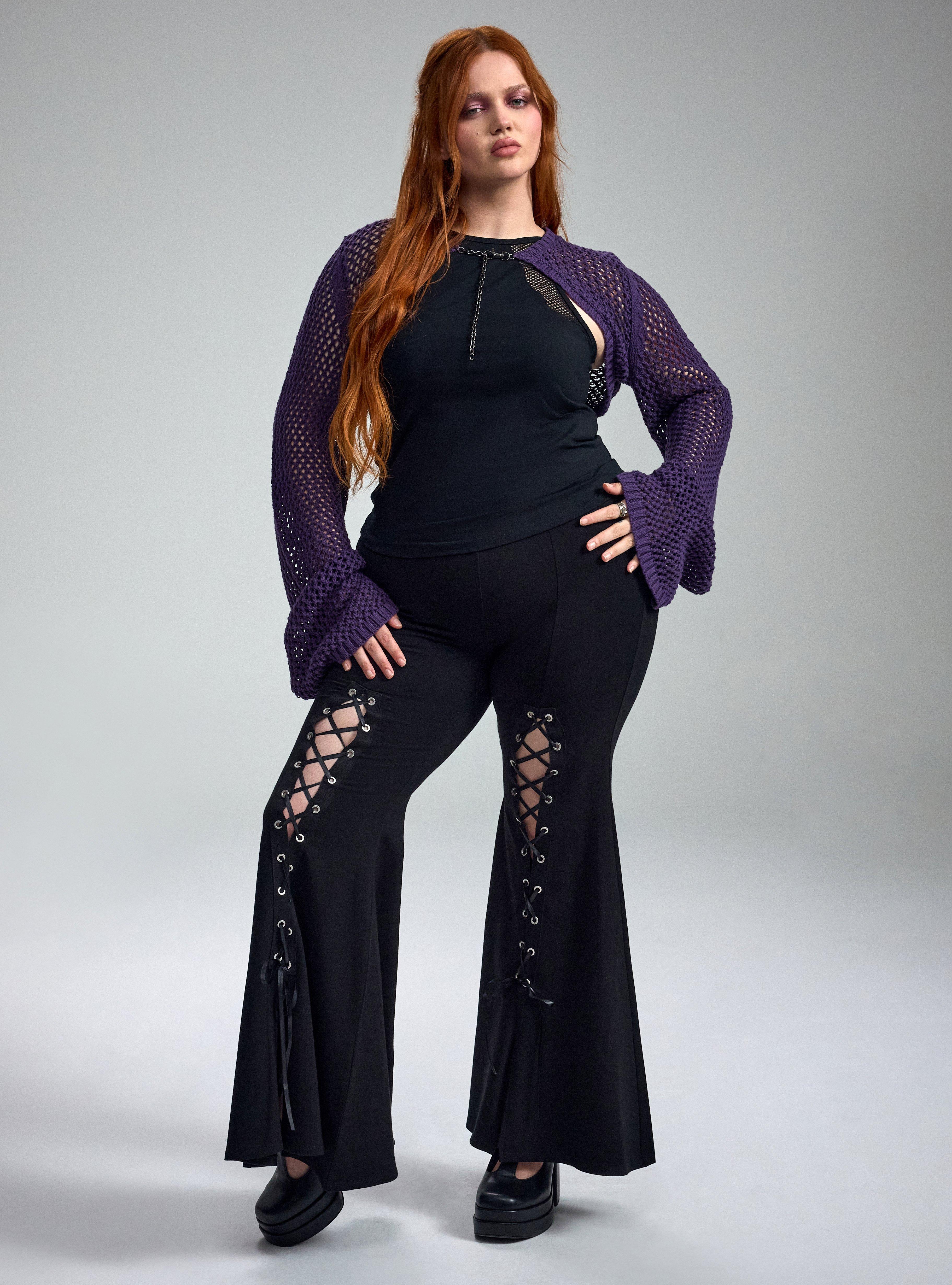 Nightfall Lace-Up Flare Pant, DEEP BLACK, hi-res