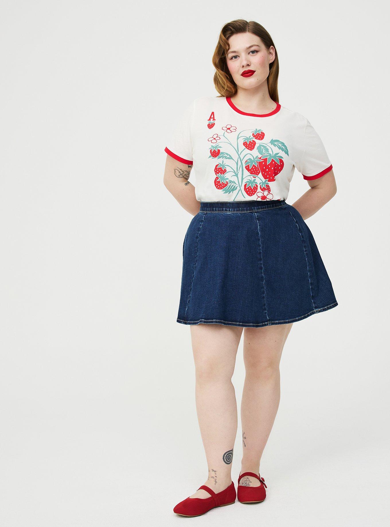Retro Chic Graphic Ringer Tee, STRAWBERRY PLAYING CARD, alternate