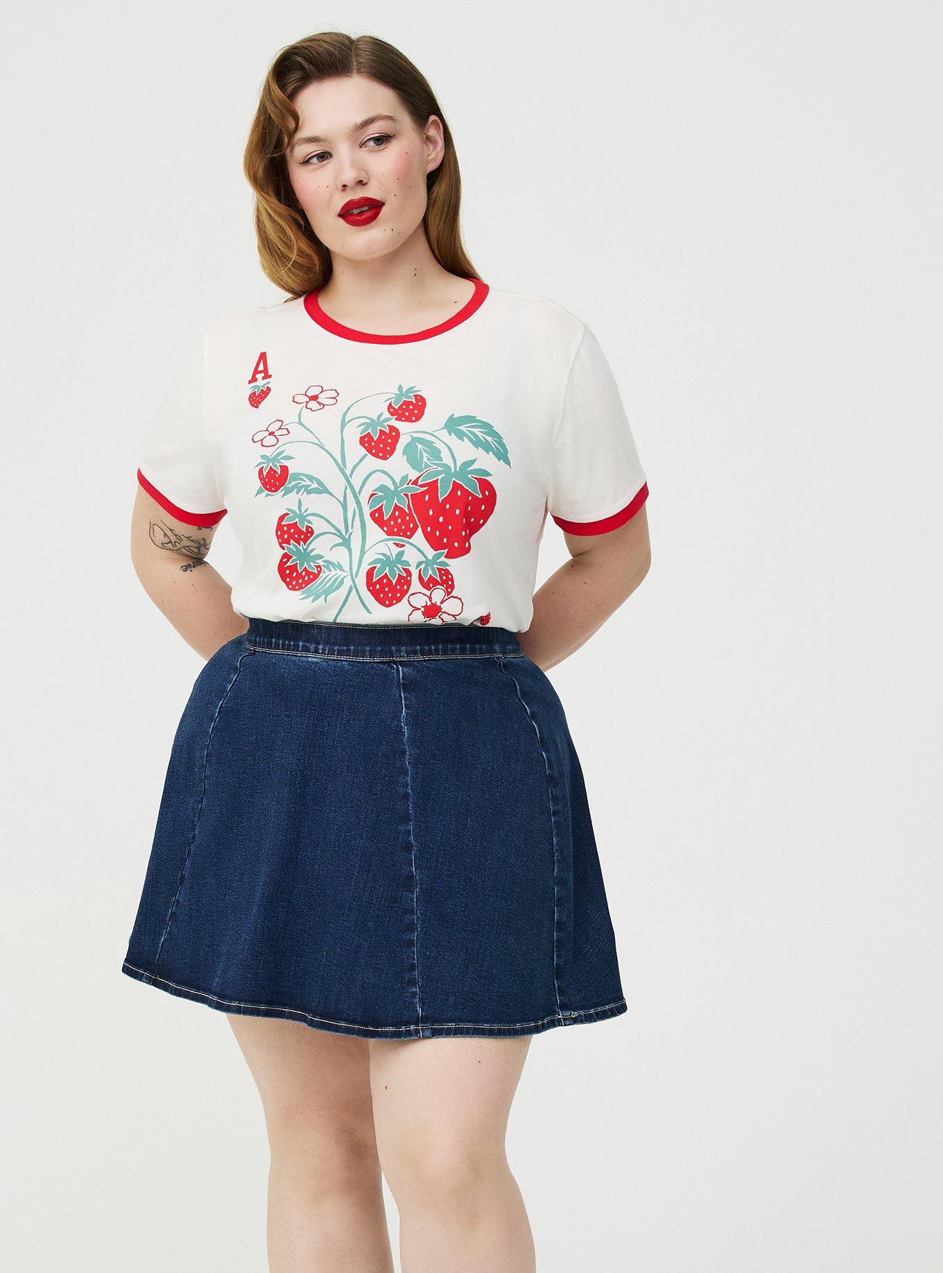 Retro Chic Graphic Ringer Tee, STRAWBERRY PLAYING CARD, alternate