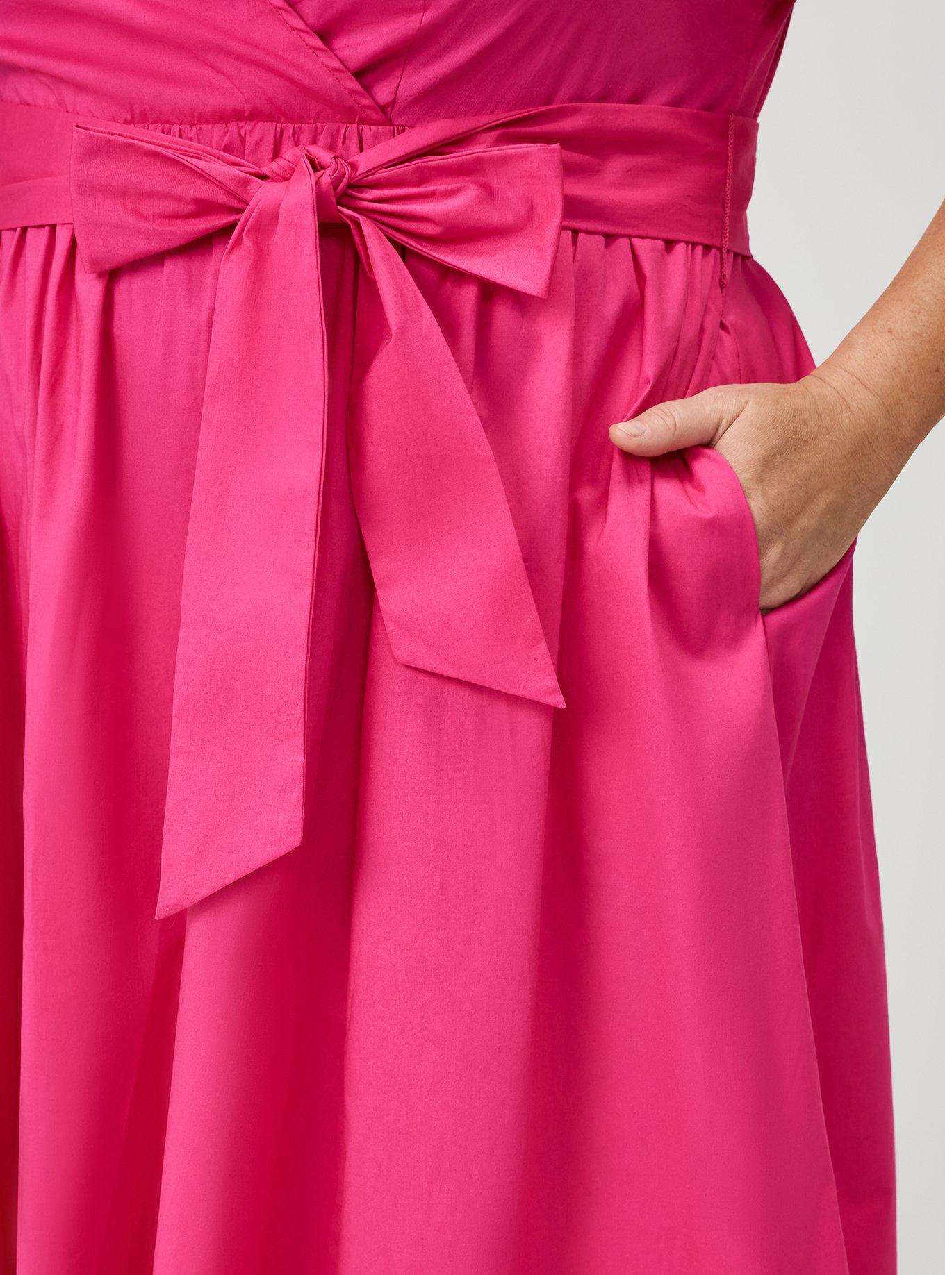 Collared Wrap Midi Dress, BEETROOT PURPLE, alternate