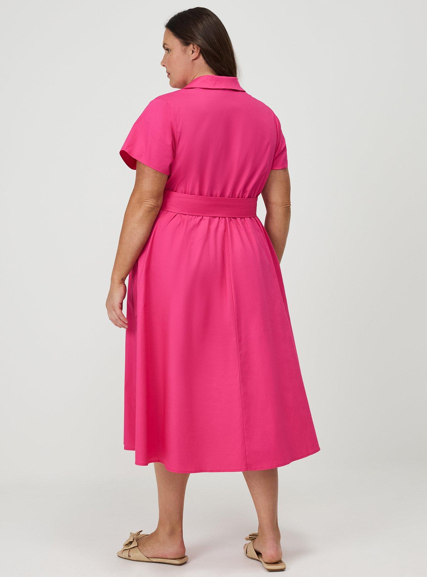 Collared Wrap Midi Dress, BEETROOT PURPLE, alternate