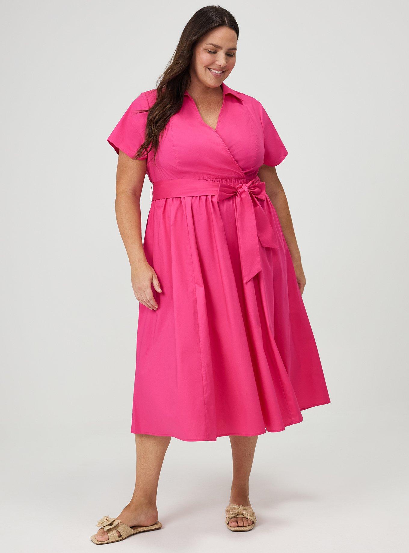 Collared Wrap Midi Dress, BEETROOT PURPLE, alternate