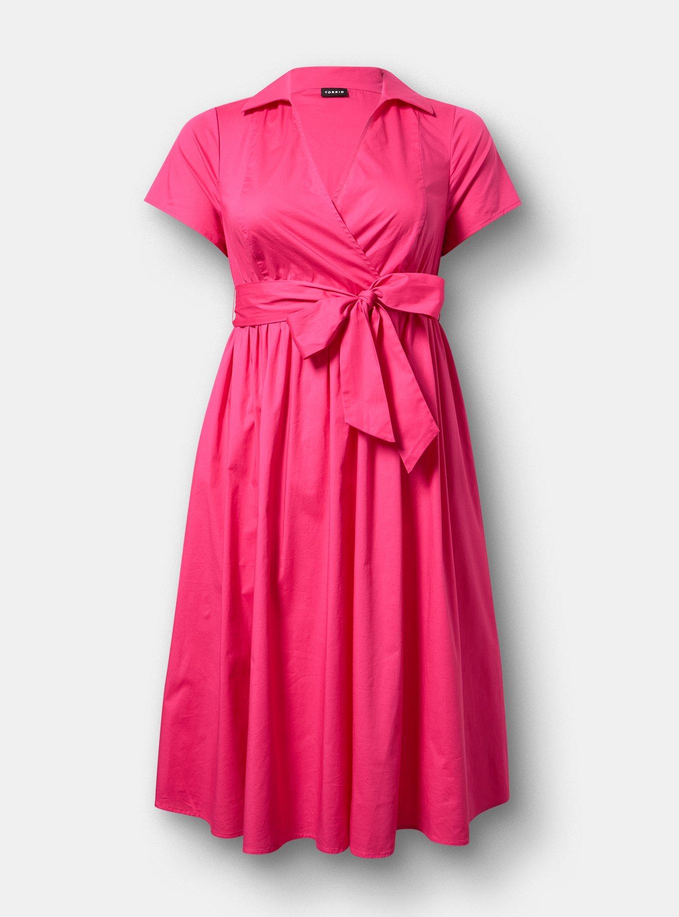 Collared Wrap Midi Dress, BEETROOT PURPLE, hi-res