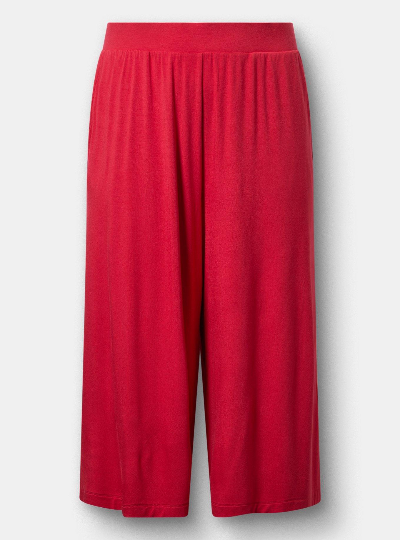 Pull-On Wide-Leg Super Soft Crop Pant, JESTER RED, flat