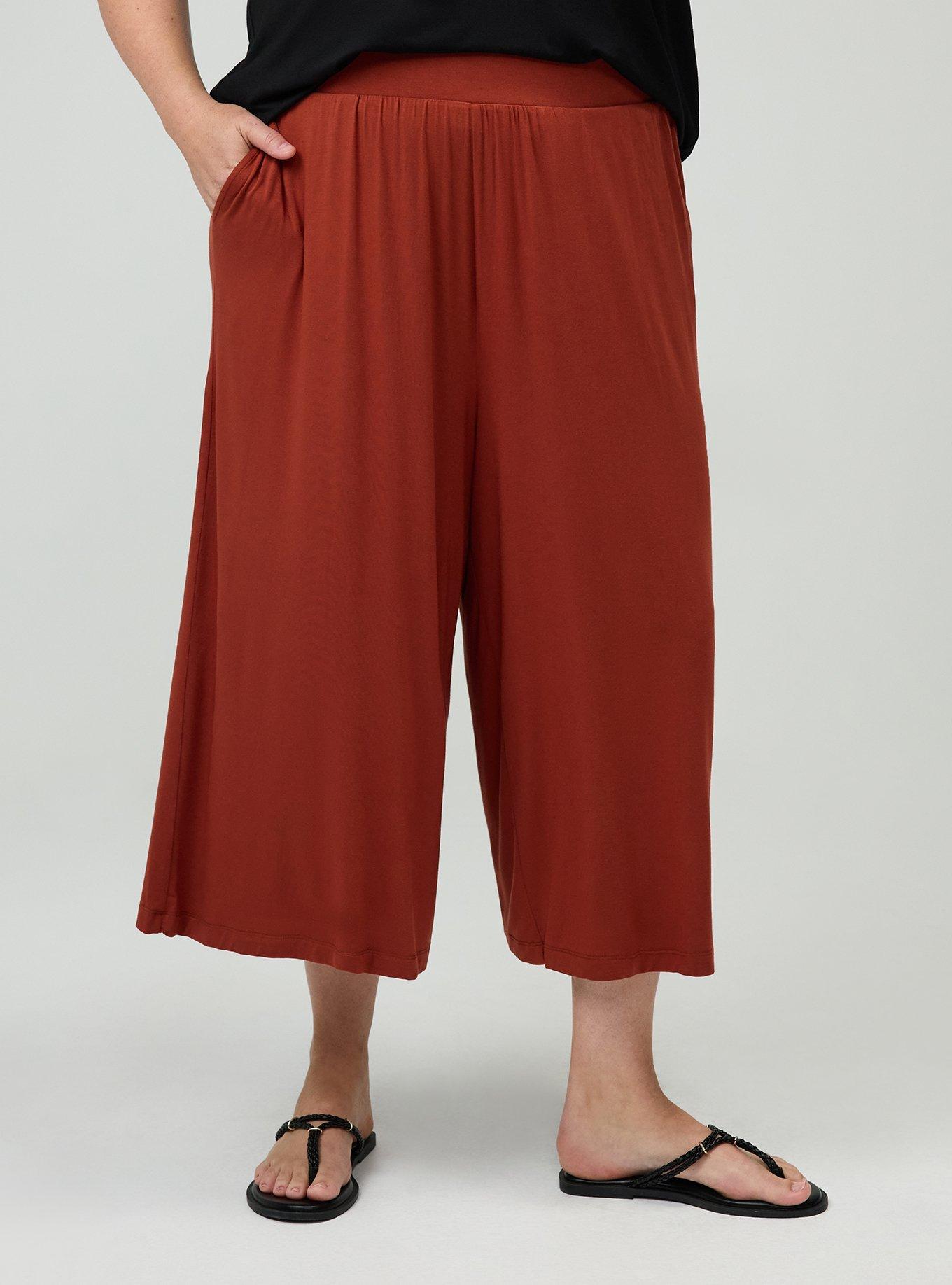 Pull-On Wide-Leg Super Soft Crop Pant, ROASTED RUSSET, alternate