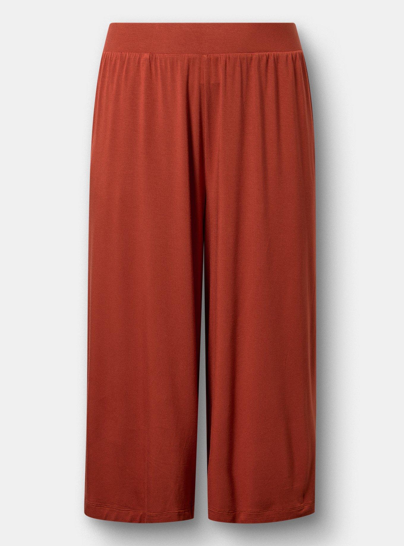 Pull-On Wide-Leg Super Soft Crop Pant, ROASTED RUSSET, flat