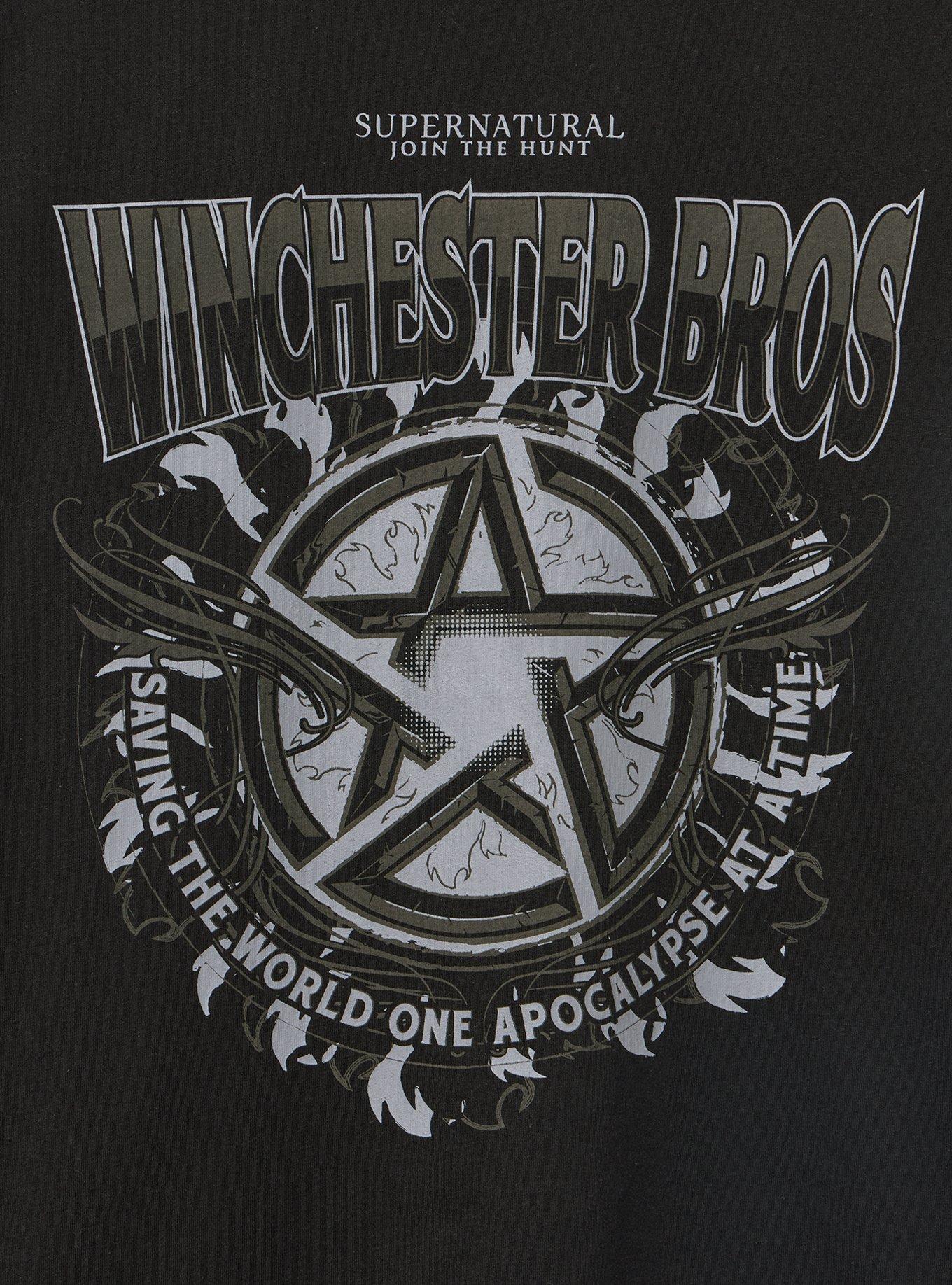 Plus Size Supernatural Classic Cotton Crew Tee, WINCHESTER BROS DEEP BLACK, alternate