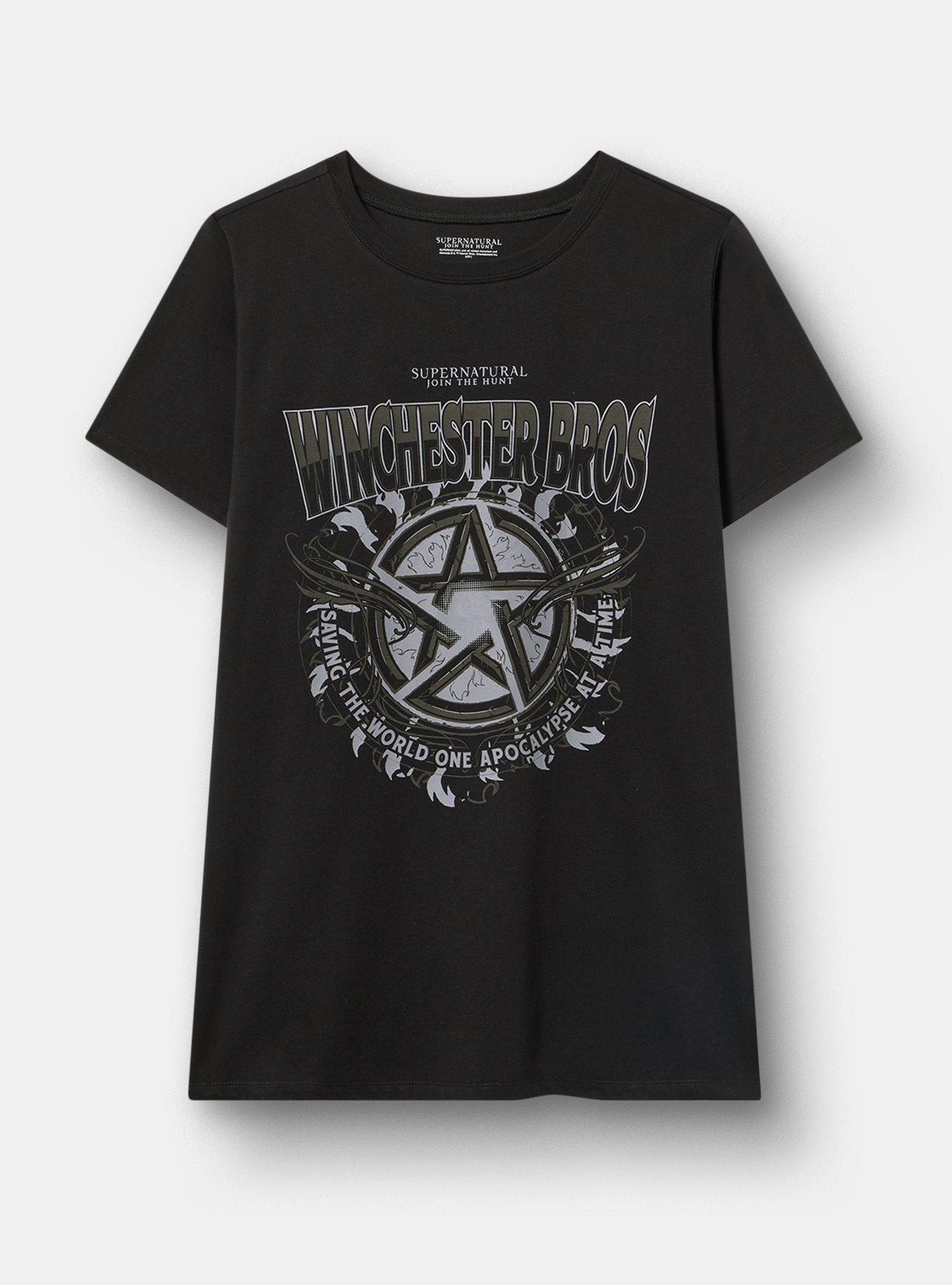 Plus Size Supernatural Classic Cotton Crew Tee, WINCHESTER BROS DEEP BLACK, hi-res
