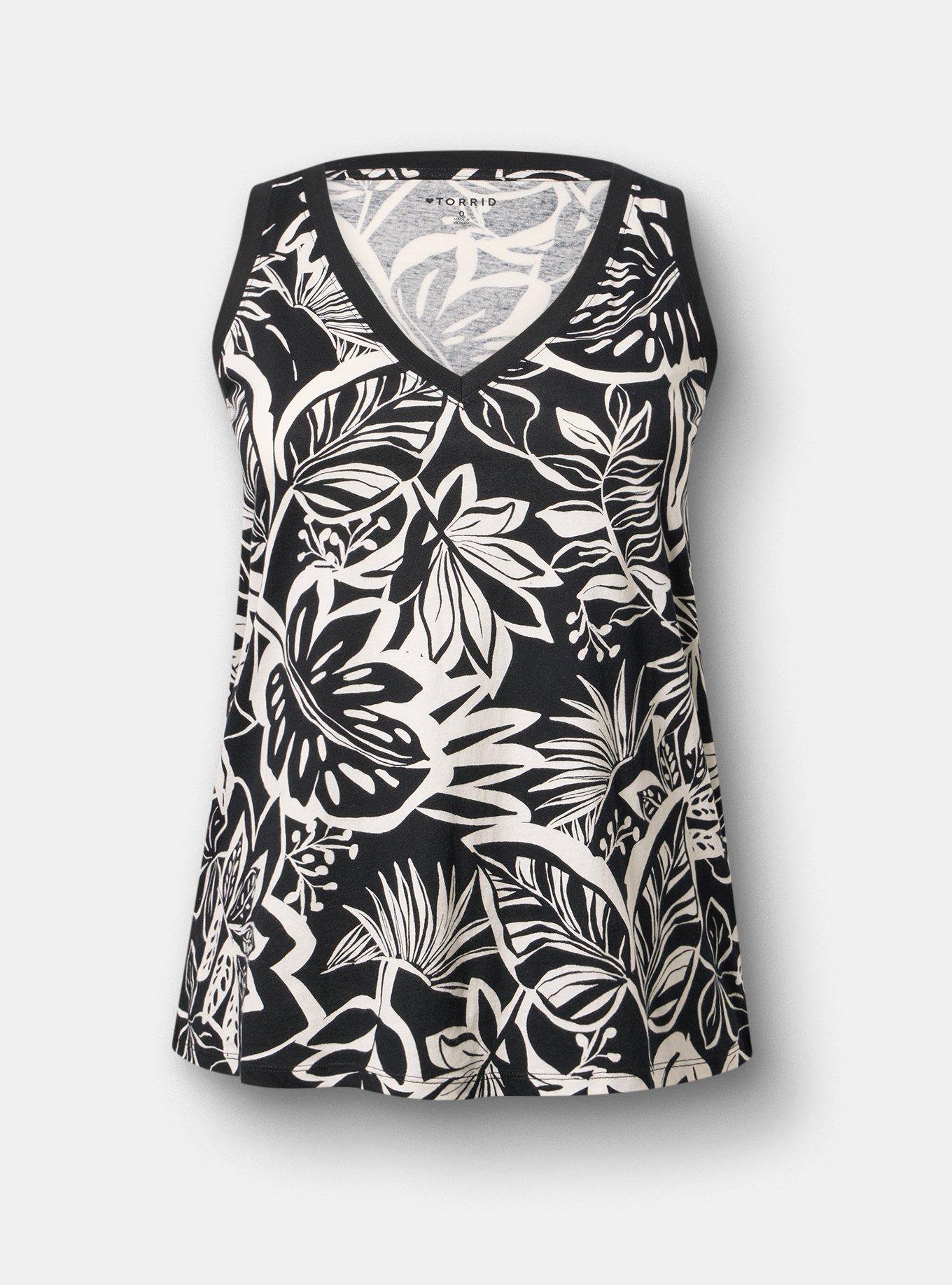 Printed Girlfriend Tank, PARADISE FOLIAGE BLACK, hi-res