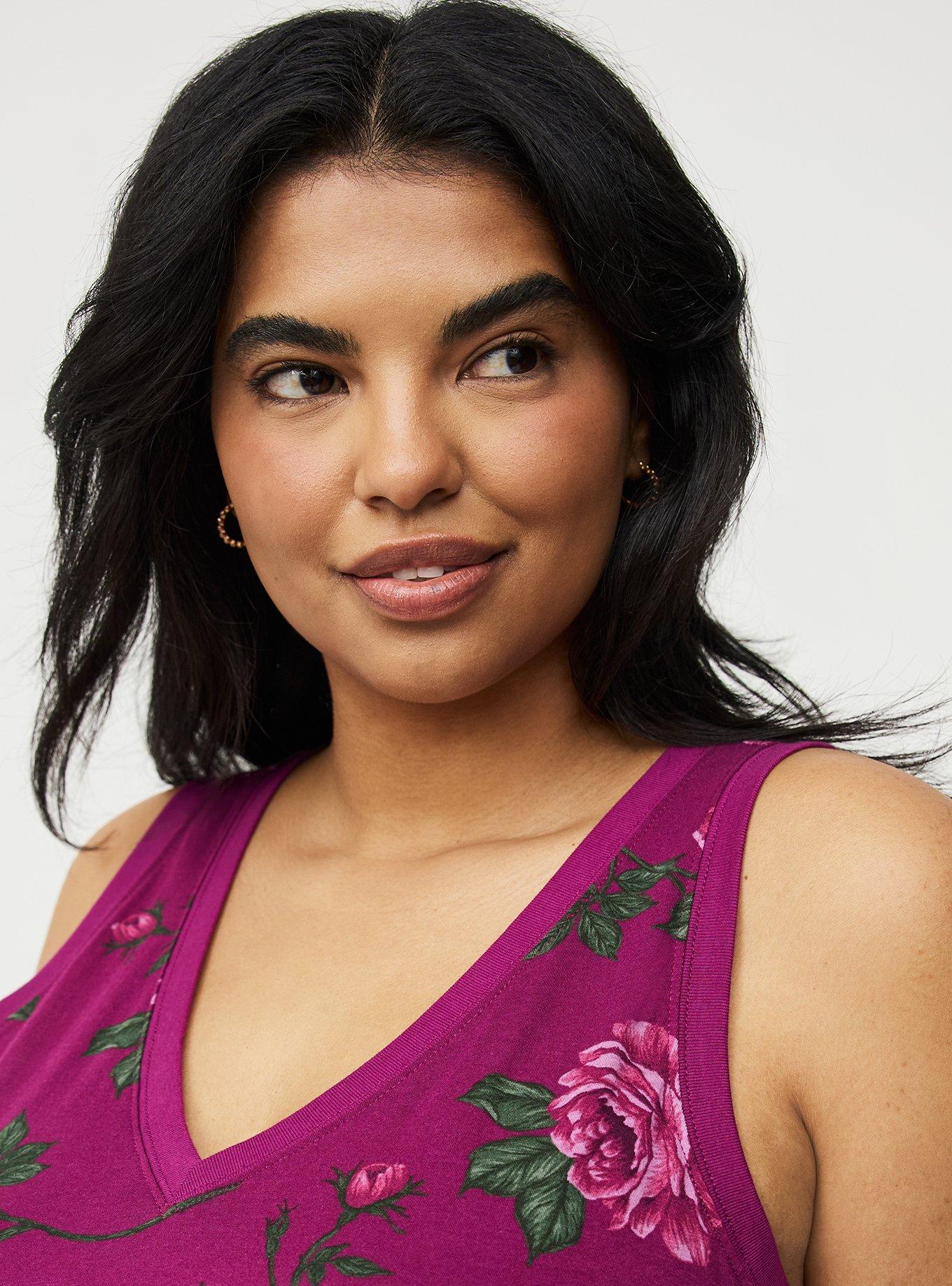 Printed Girlfriend Tank, BUDDING ROSE FLORAL PLUM, alternate
