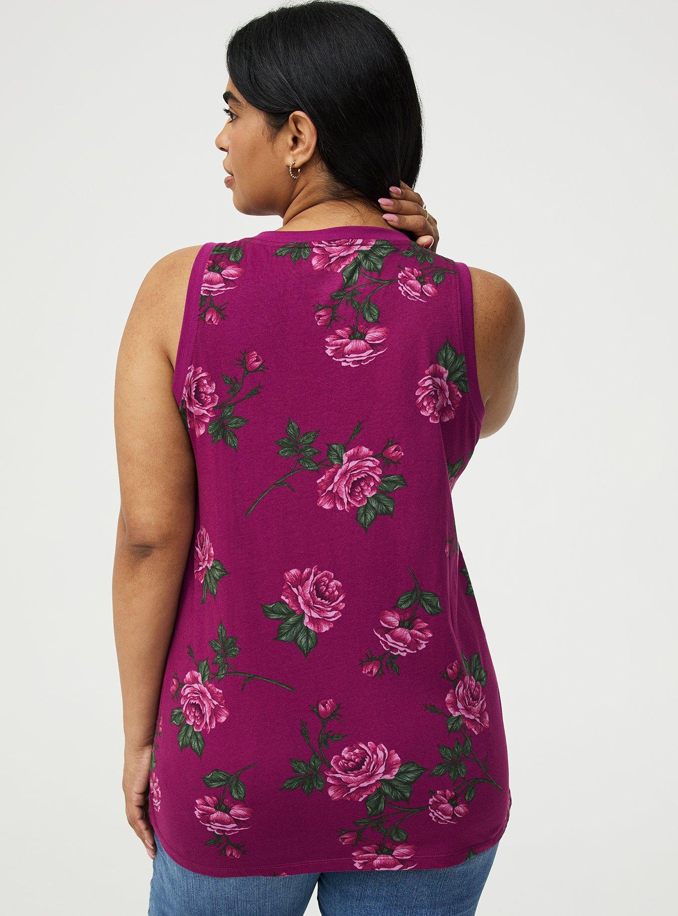 Printed Girlfriend Tank, BUDDING ROSE FLORAL PLUM, alternate