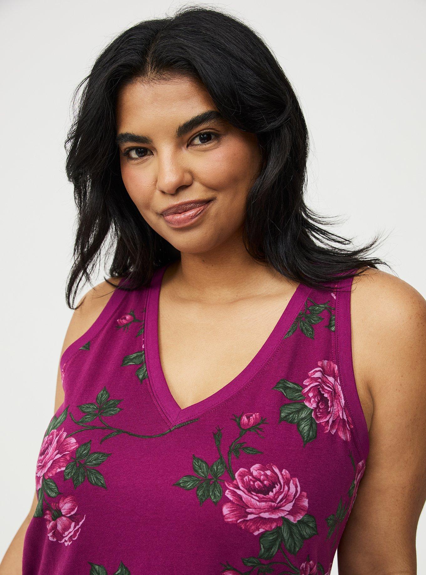 Printed Girlfriend Tank, BUDDING ROSE FLORAL PLUM, alternate