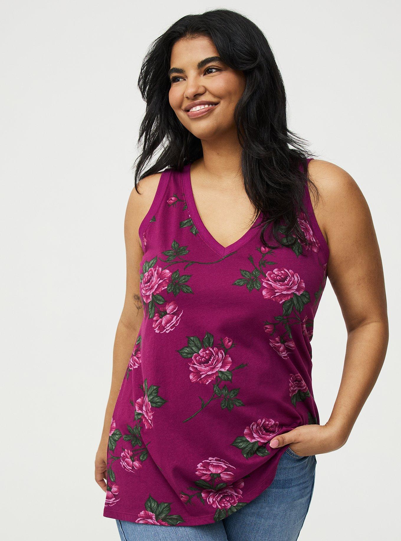 Printed Girlfriend Tank, BUDDING ROSE FLORAL PLUM, alternate