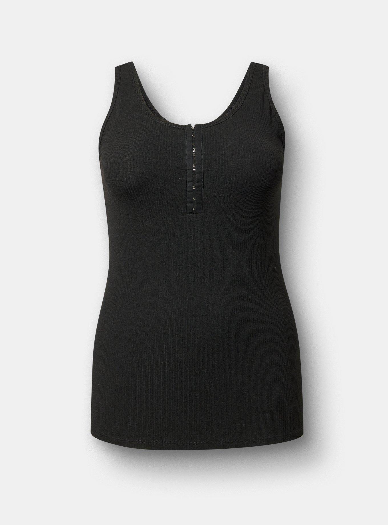 Super Soft Rib Hook & Eye Tank, DEEP BLACK, hi-res
