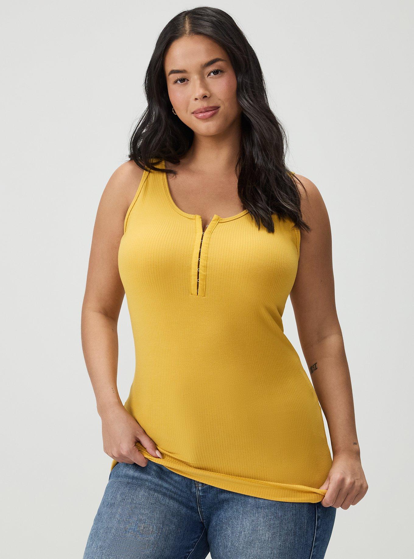 Super Soft Rib Hook & Eye Tank, MINERAL YELLOW, hi-res