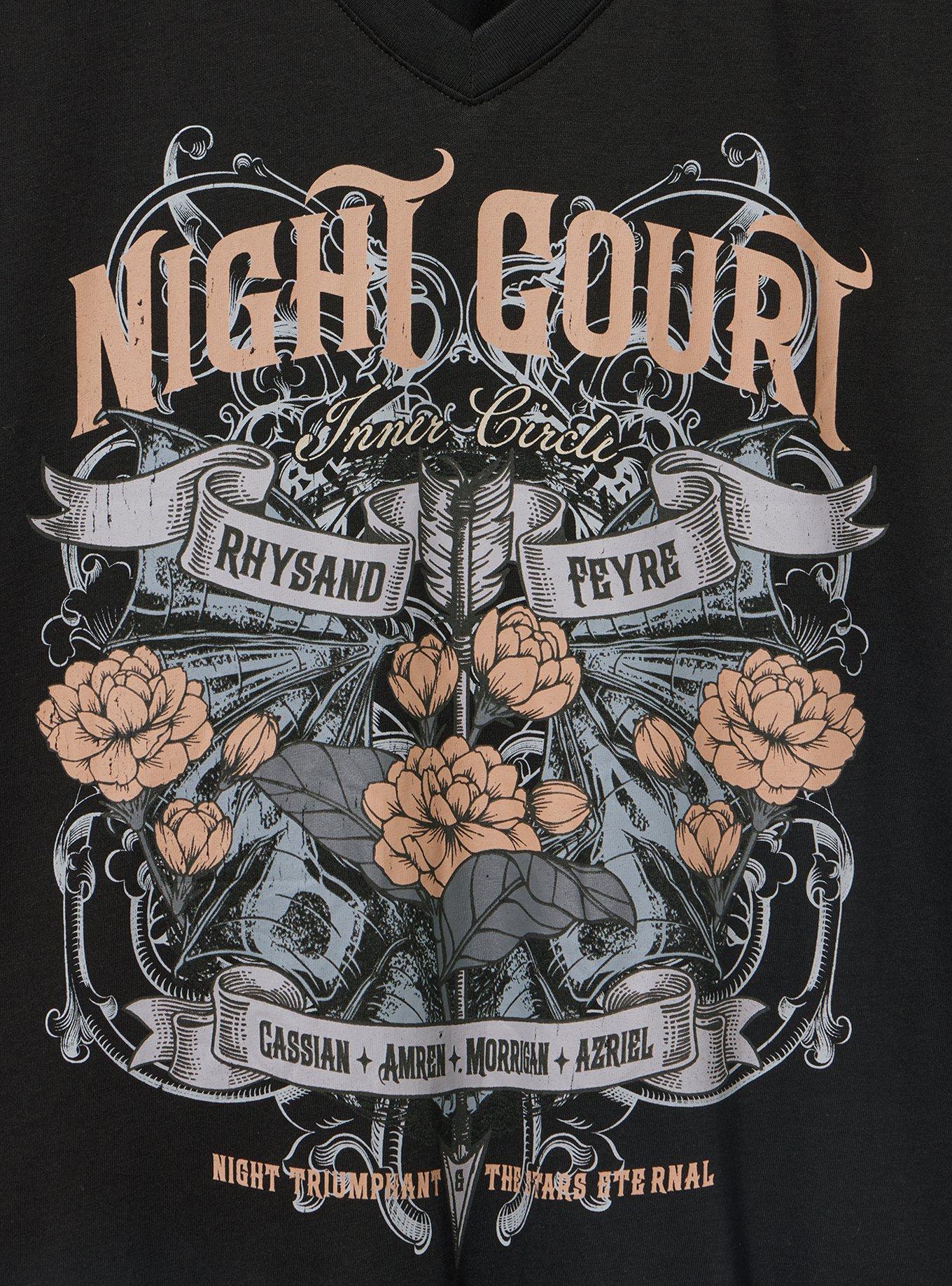Plus Size A Court of Thorns & Roses Classic V-Neck Tee, NIGHT COURT DEEP BLACK, alternate
