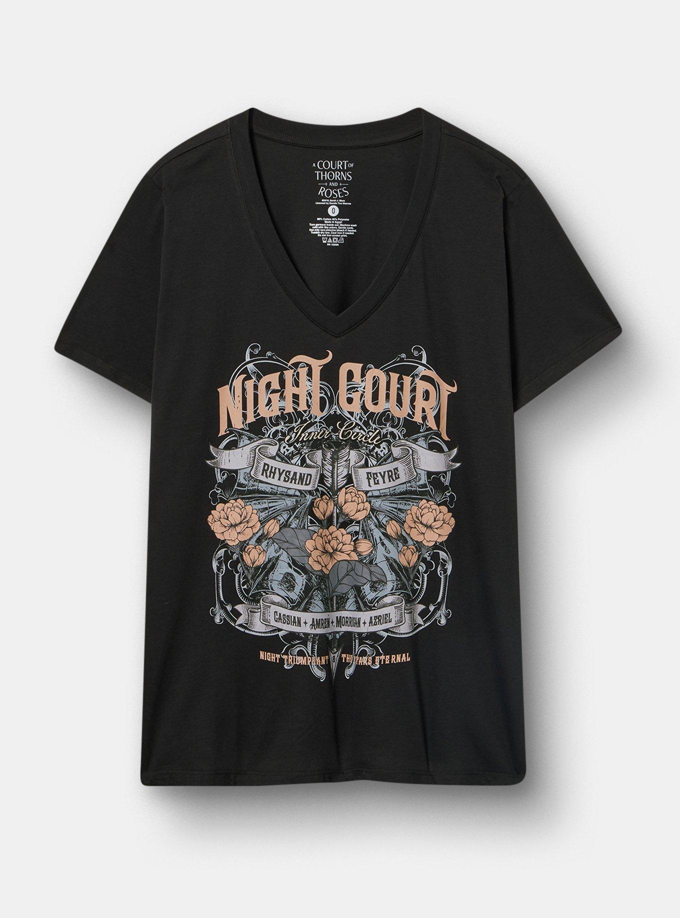 Plus Size A Court of Thorns & Roses Classic V-Neck Tee, NIGHT COURT DEEP BLACK, hi-res